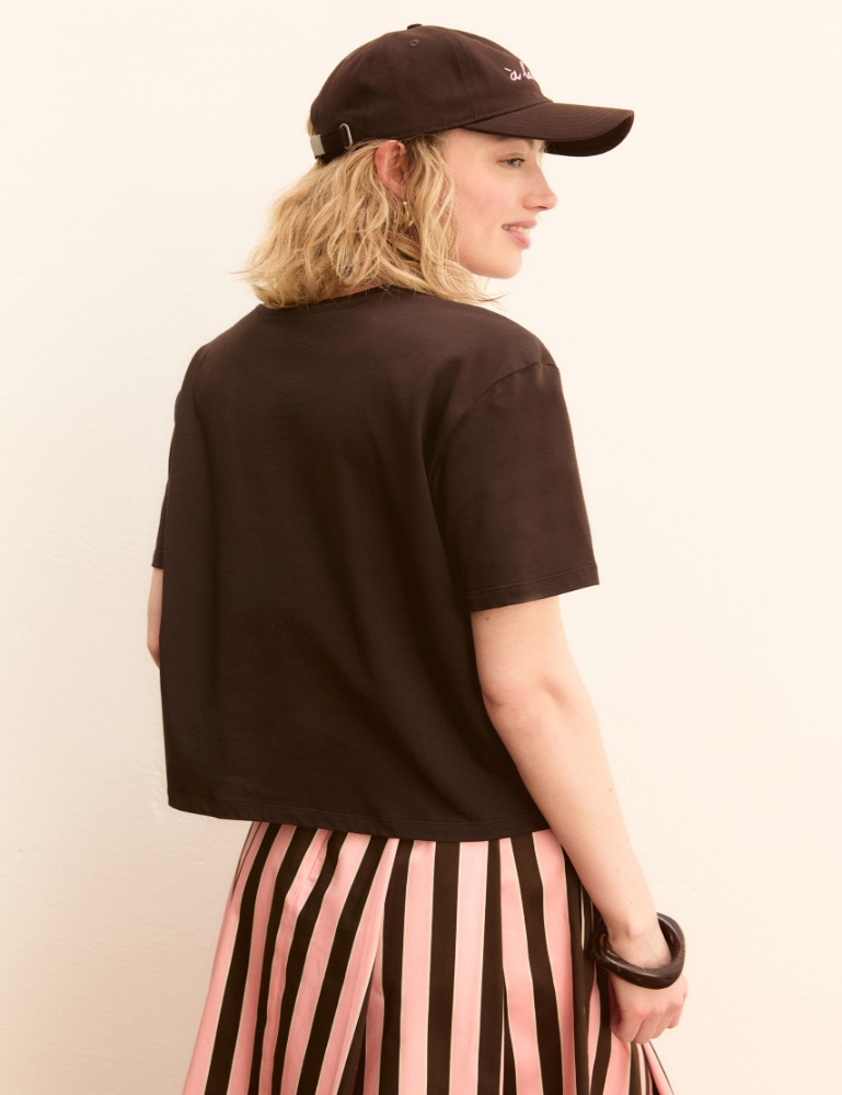 Embroidery and print-adorned boxy T-shirt - Emme - 4
