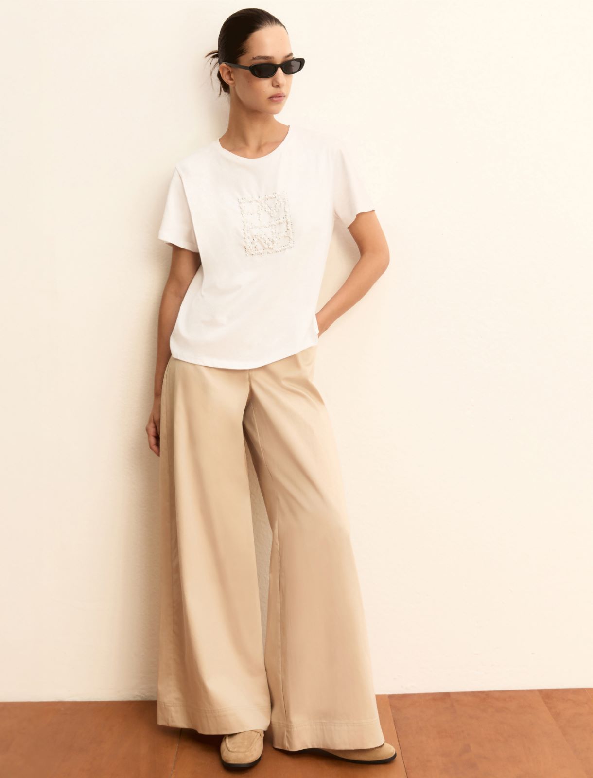 Logo and sequin-adorned T-shirt - WHITE - Emme - 2