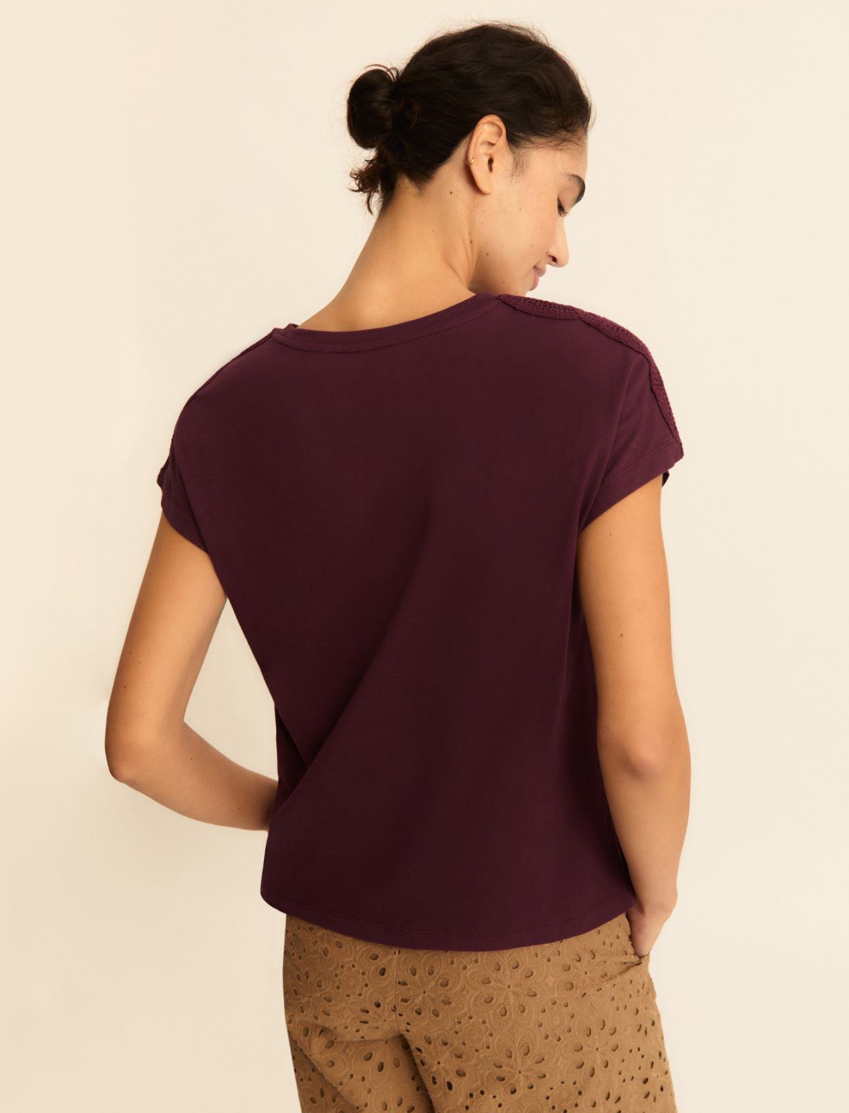 Kimono-sleeve jersey T-shirt - PLUM - Emme - 3