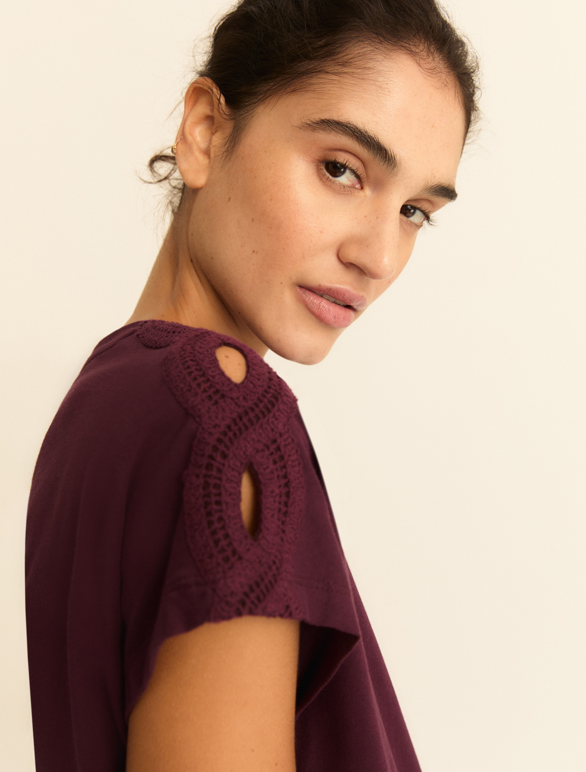 Kimono-sleeve jersey T-shirt - PLUM - Emme - 4