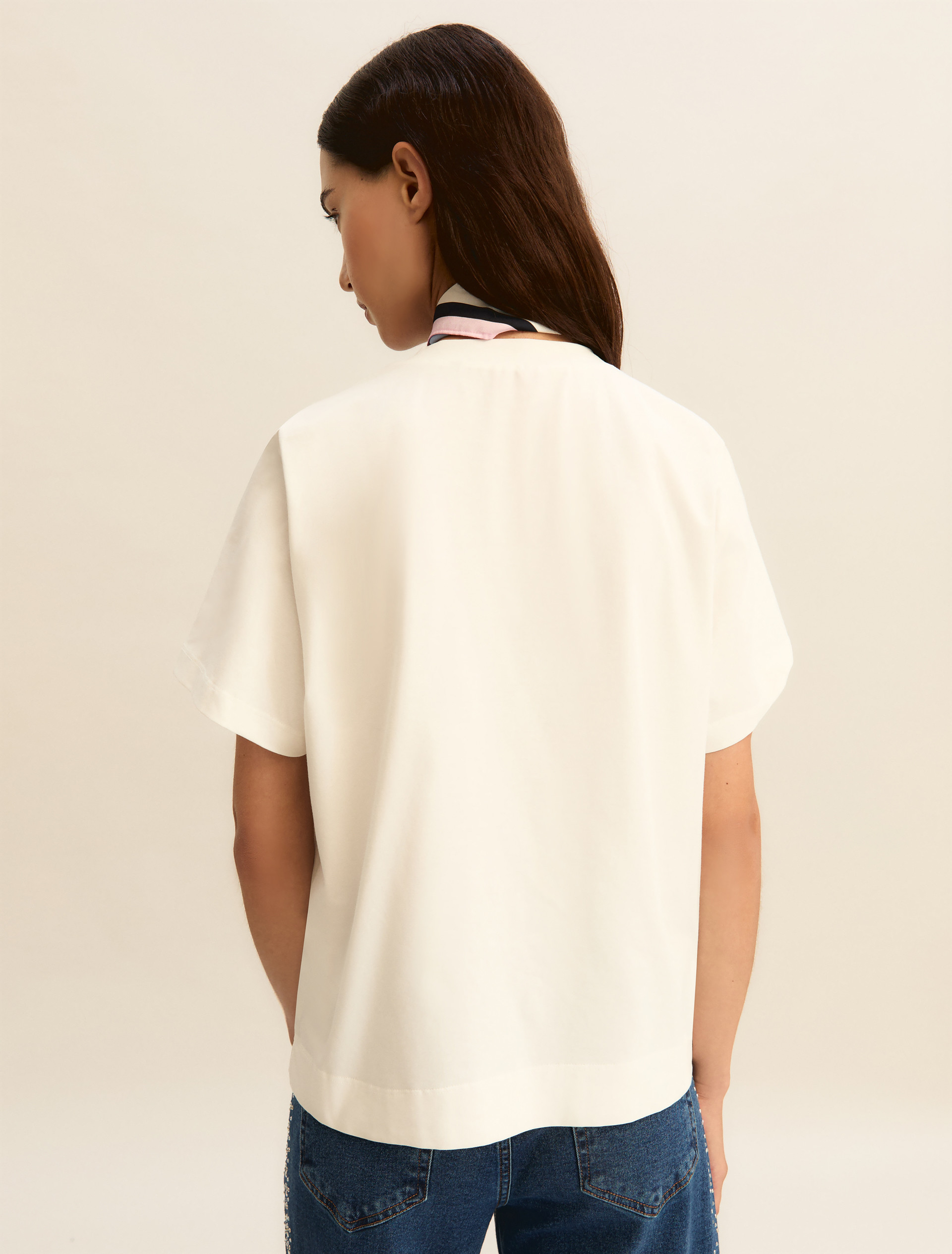 T-shirt in jersey con foulard - BIANCO - Emme - 3