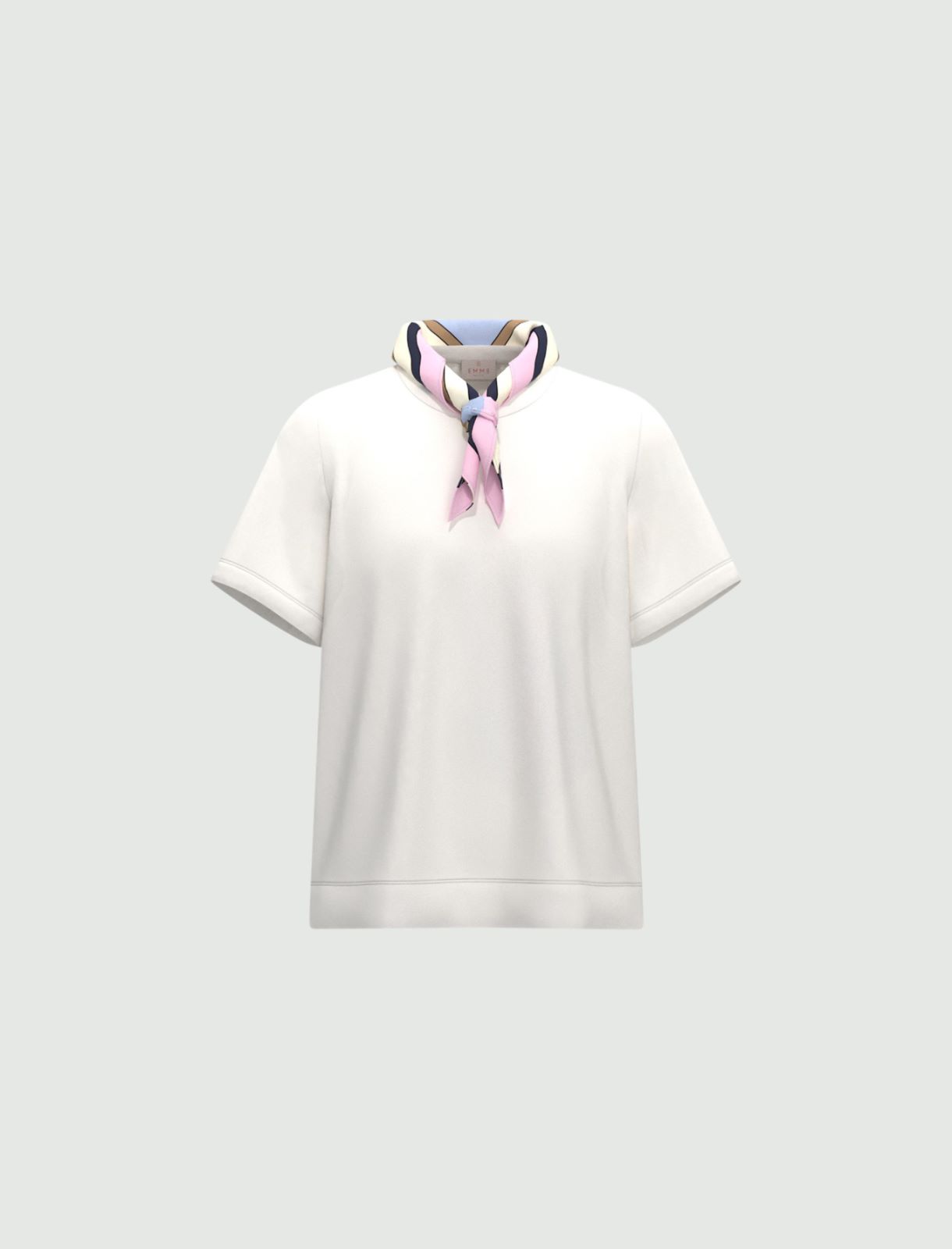 T-shirt in jersey con foulard - BIANCO - Emme - 4