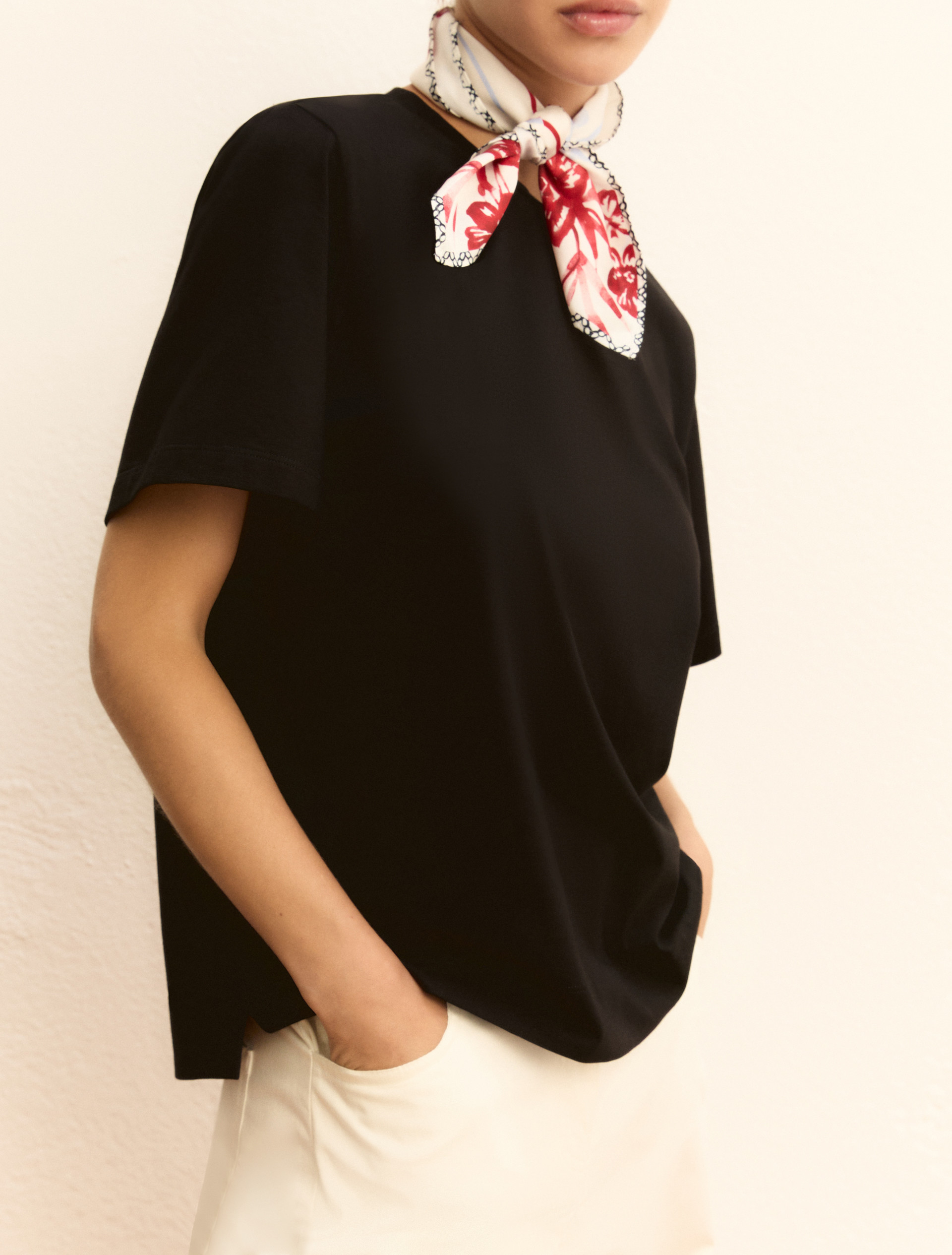T-shirt in jersey con foulard - BLU - Emme - 5