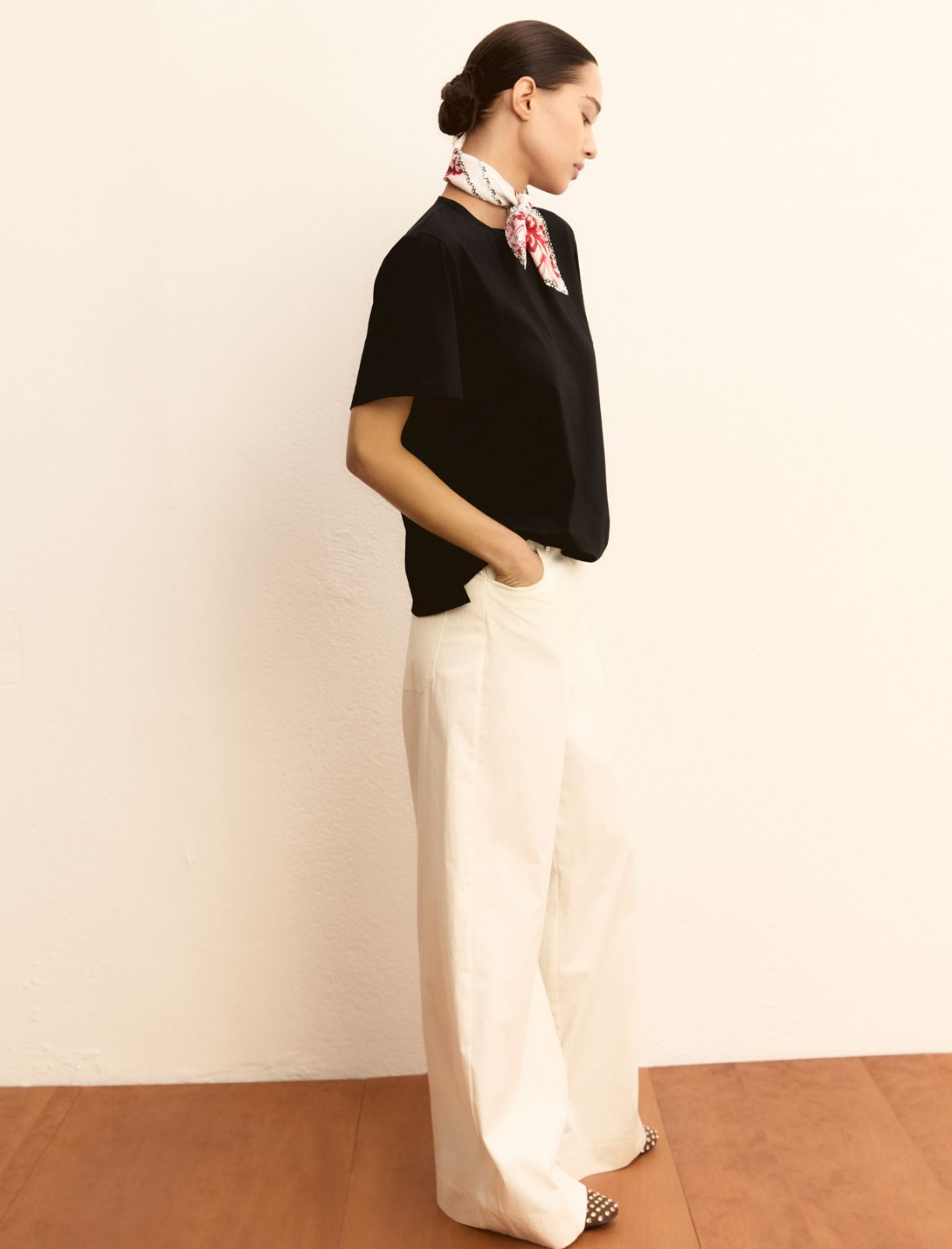 T-shirt in jersey con foulard - BLU - Emme - 2