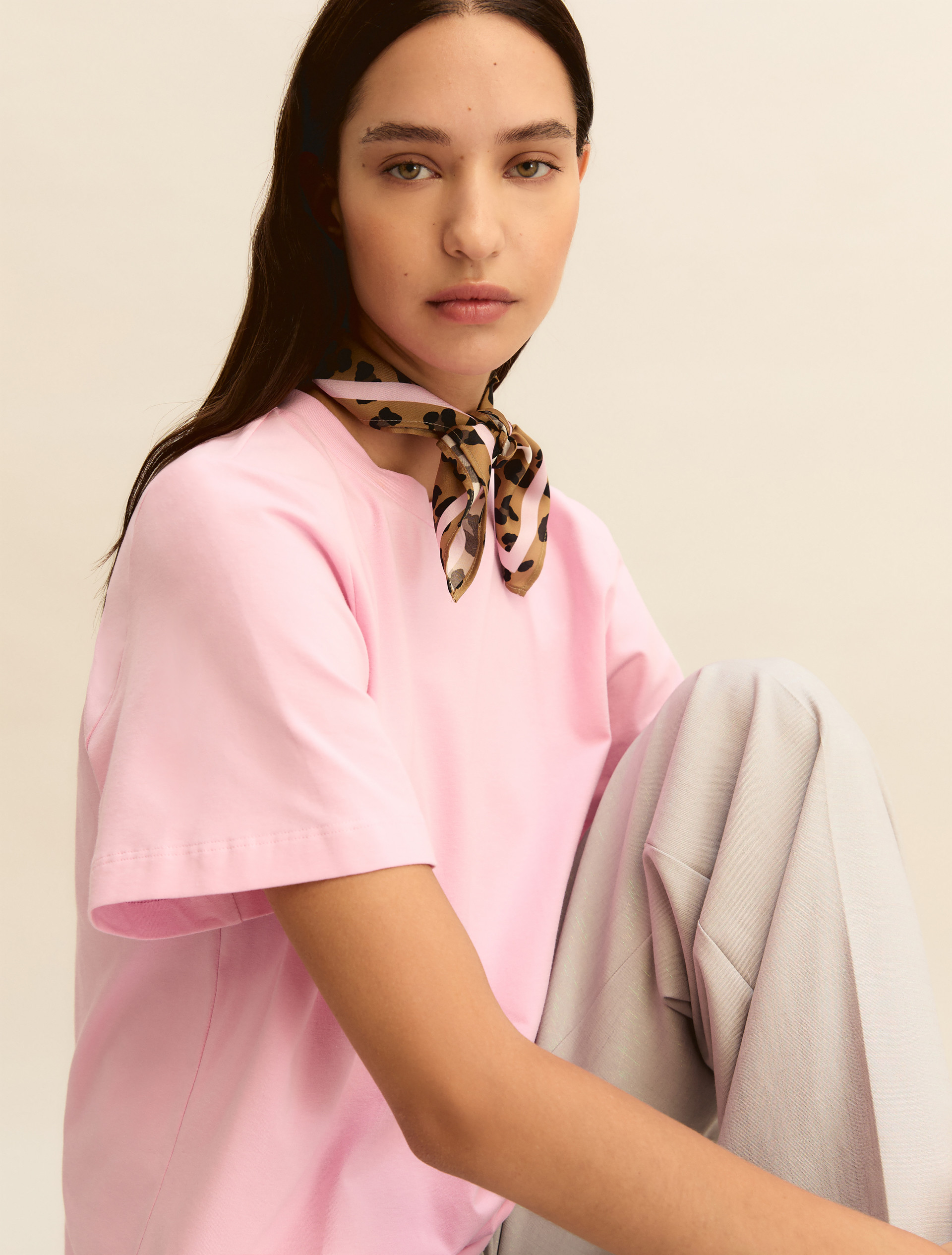 T-shirt in jersey con foulard - ROSA - Emme - 1