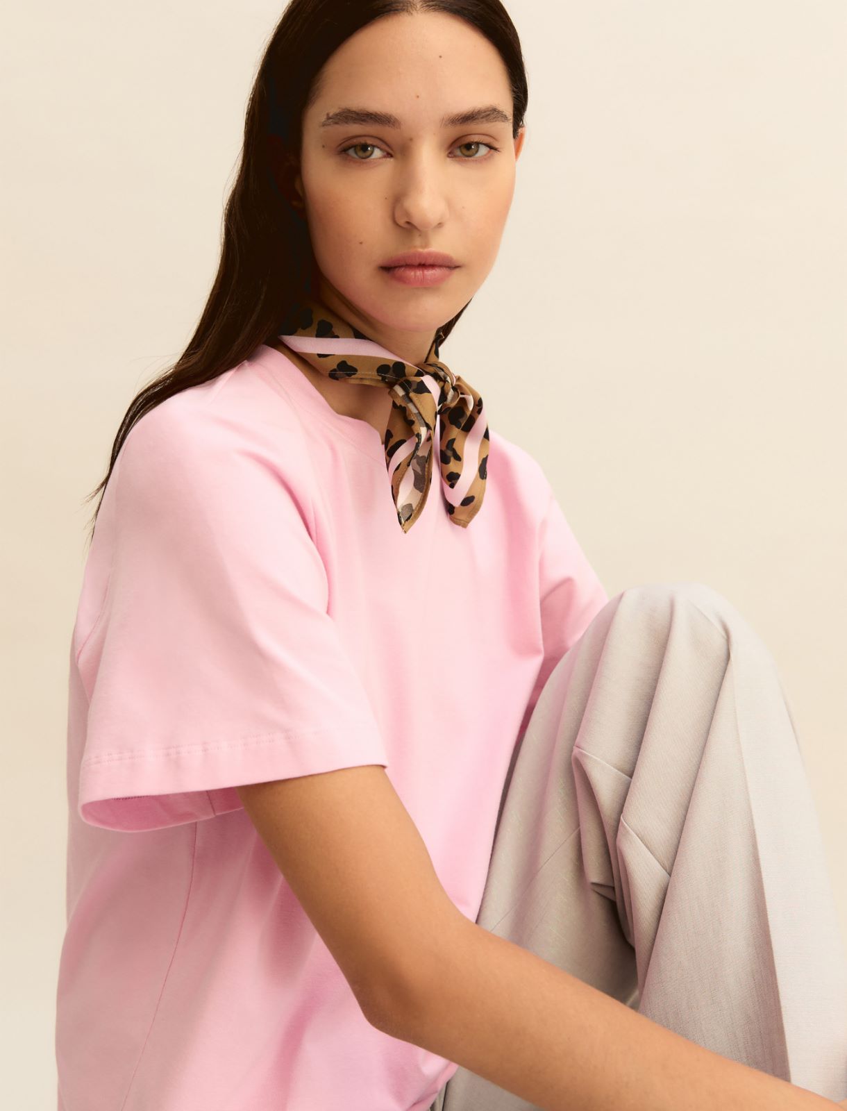 T-shirt in jersey con foulard - ROSA - Emme