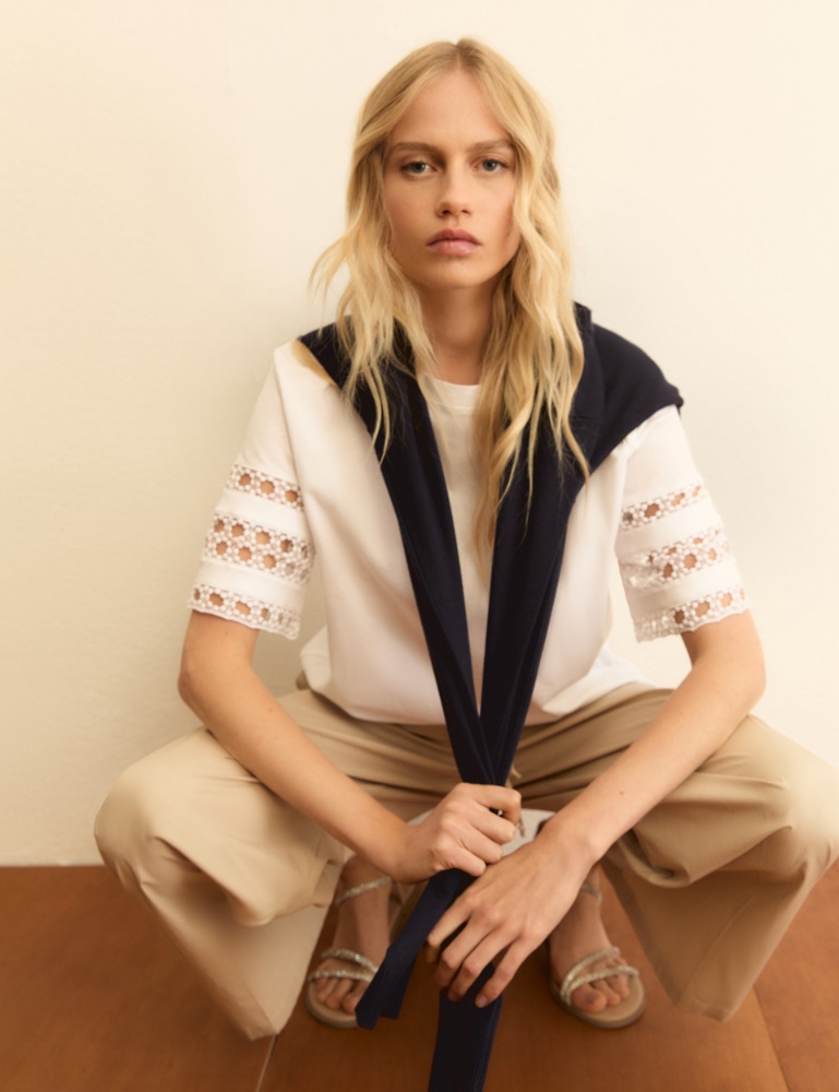 Passementerie-detail jersey T-shirt - Emme