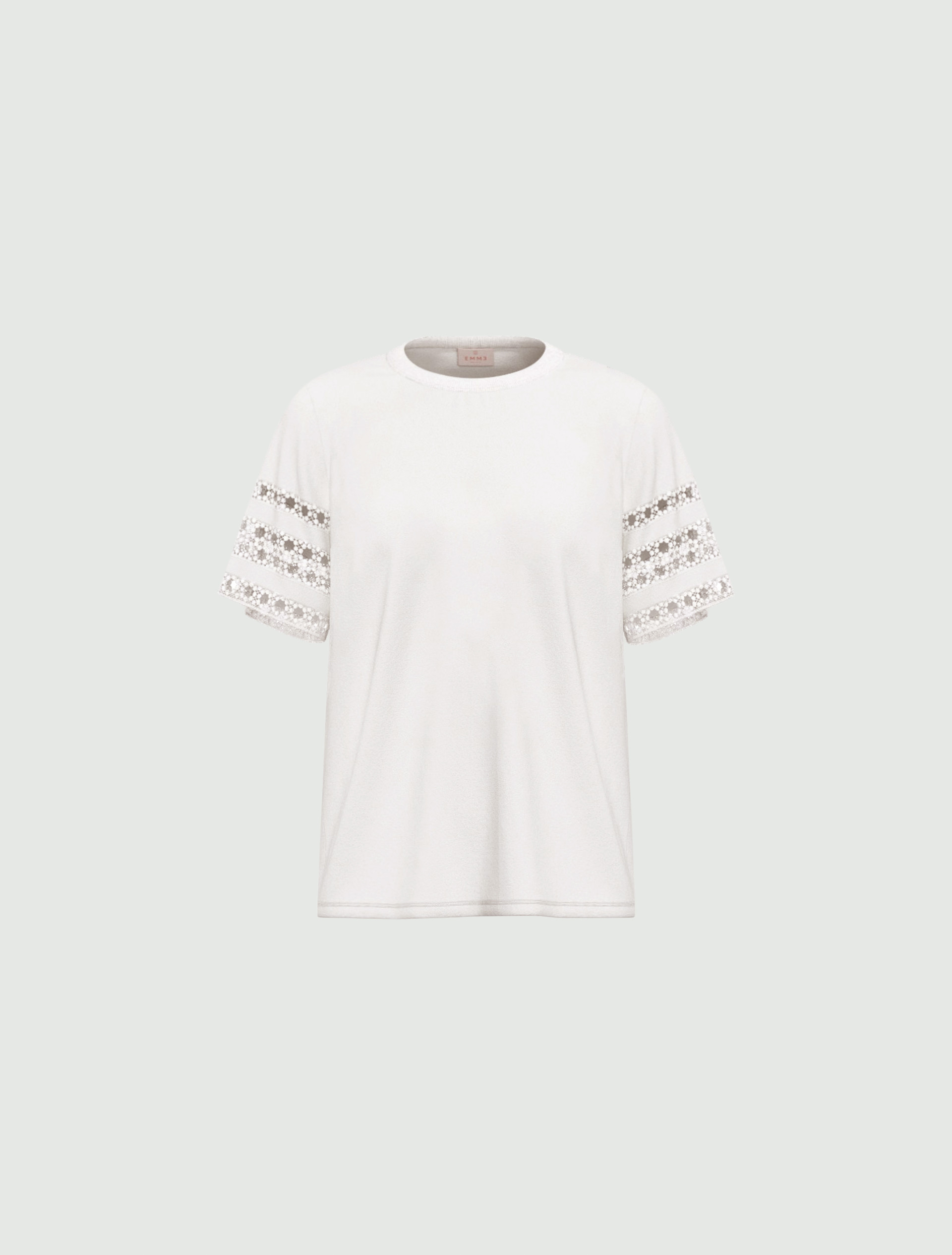Passementerie-detail jersey T-shirt - OPTICAL WHITE - Emme - 4