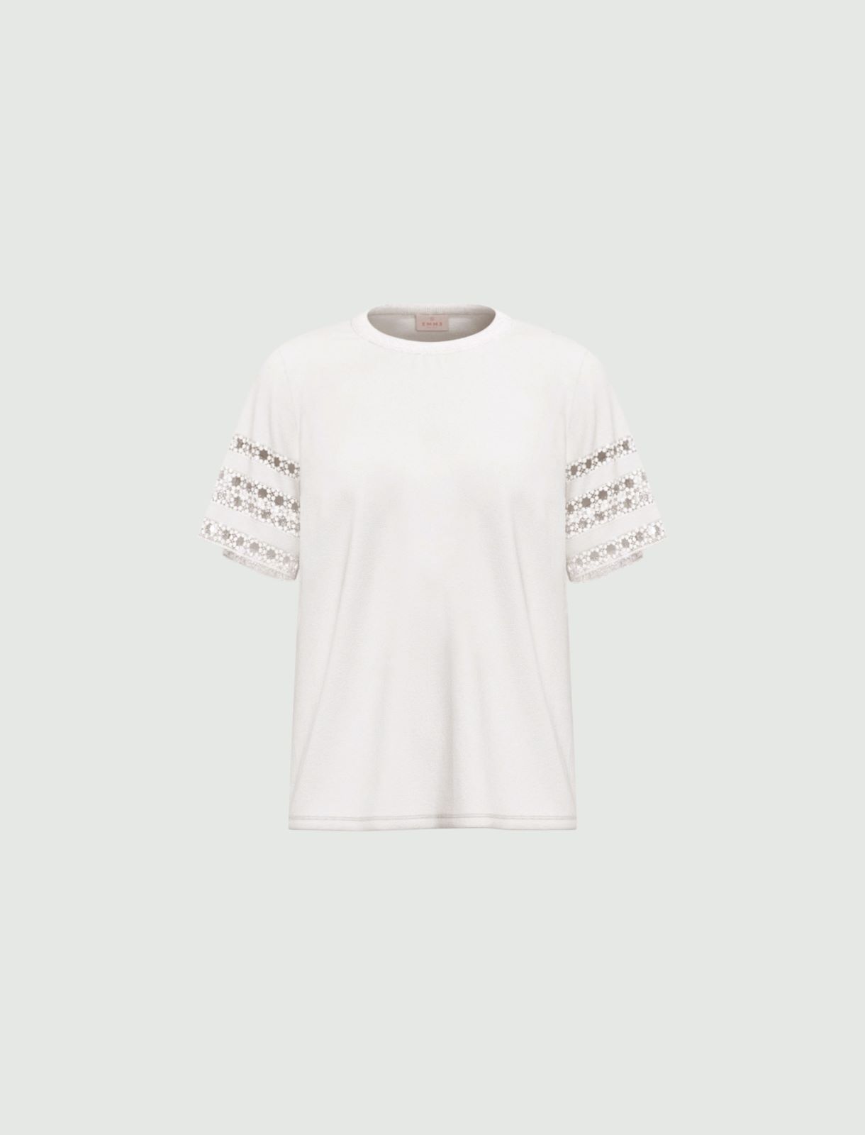 Passementerie-detail jersey T-shirt - OPTICAL WHITE - Emme - 4