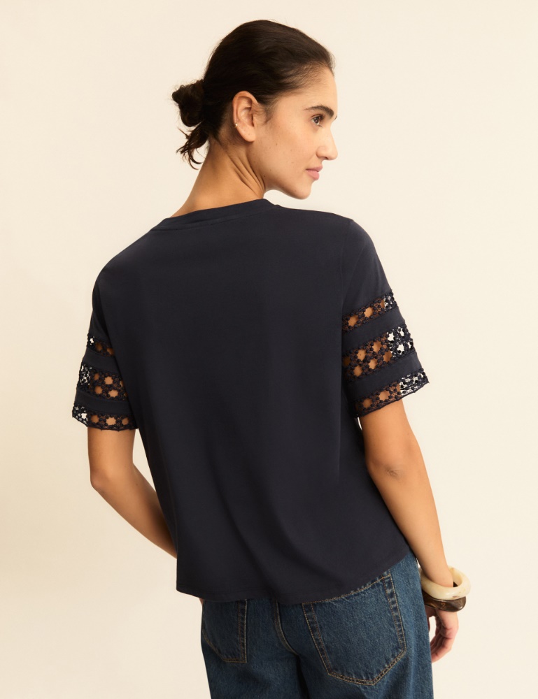 Passementerie-detail jersey T-shirt - Emme - 3