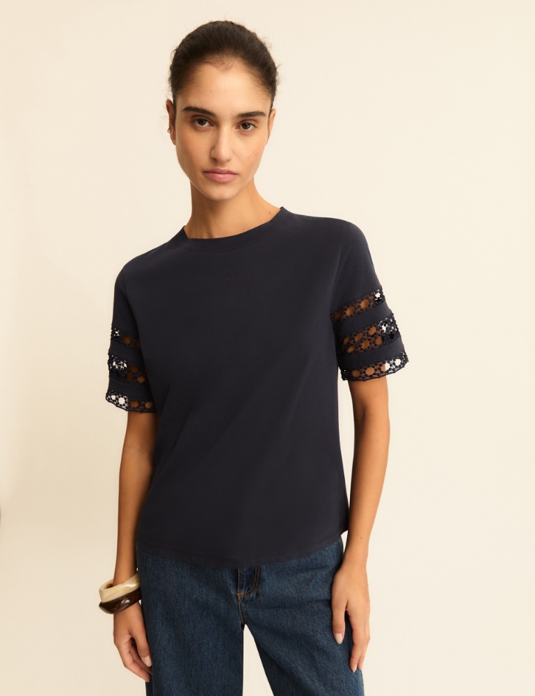 Passementerie-detail jersey T-shirt - Emme - 4