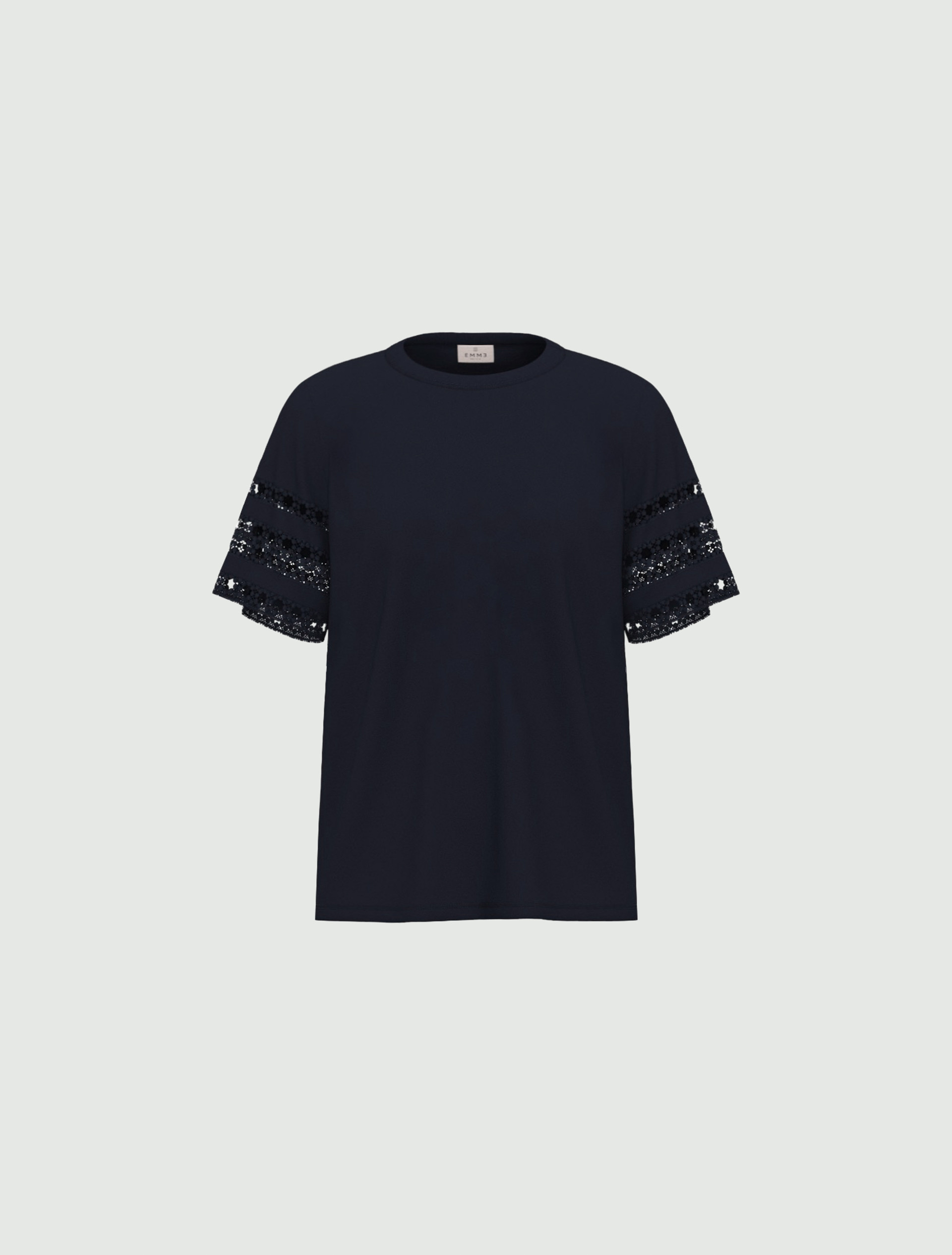 Passementerie-detail jersey T-shirt - MIDNIGHTBLUE - Emme - 4