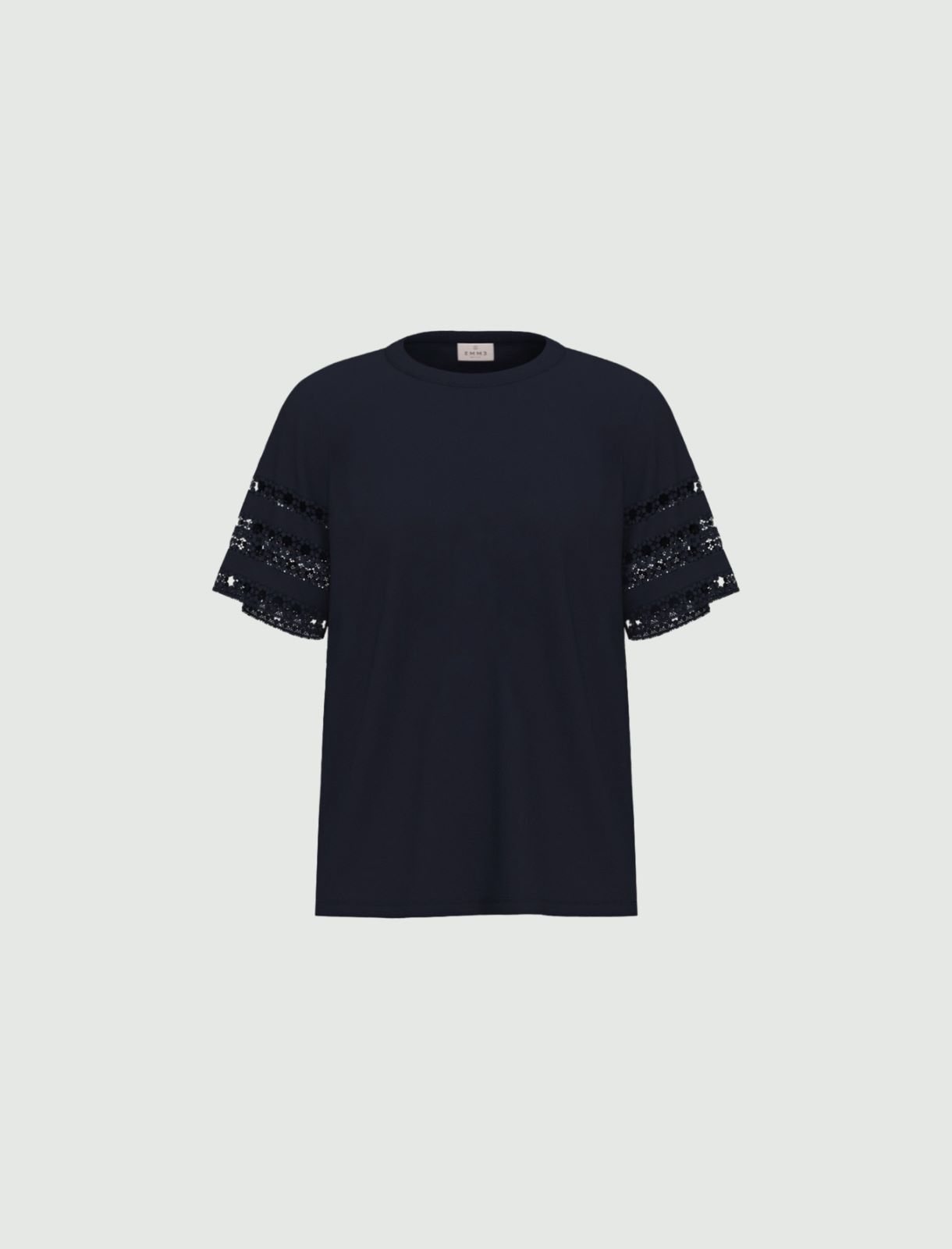 Passementerie-detail jersey T-shirt - MIDNIGHTBLUE - Emme - 4
