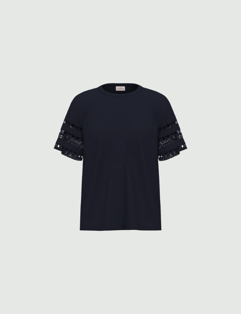 Passementerie-detail jersey T-shirt - Emme - 6