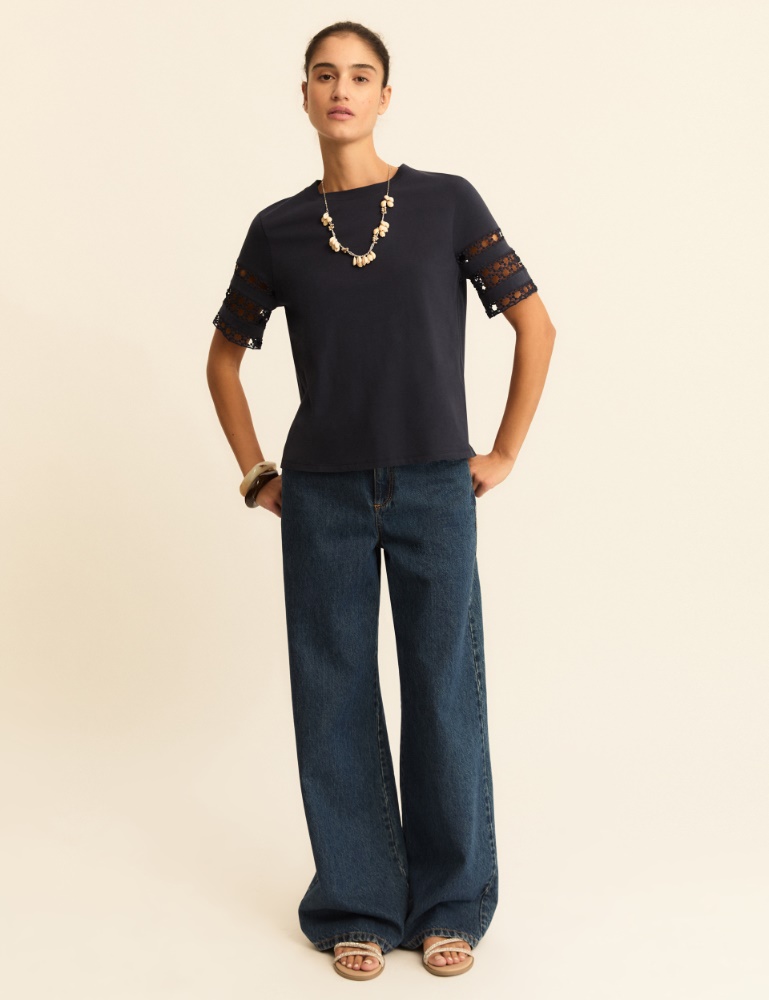 Passementerie-detail jersey T-shirt - Emme - 2