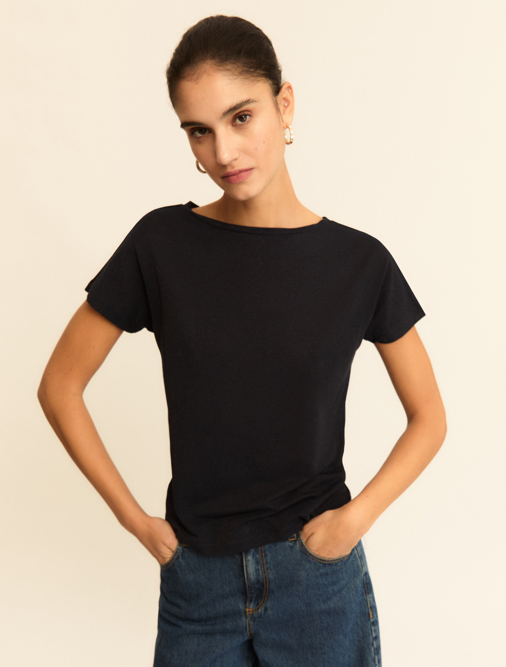 T-shirt aderente con lurex - BLU - Emme - 5