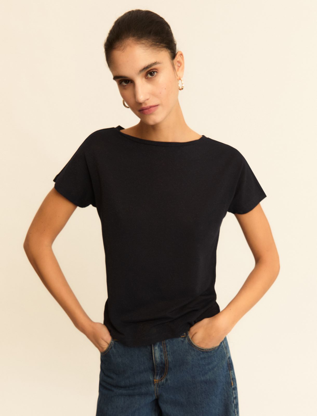 T-shirt aderente con lurex - BLU - Emme - 5