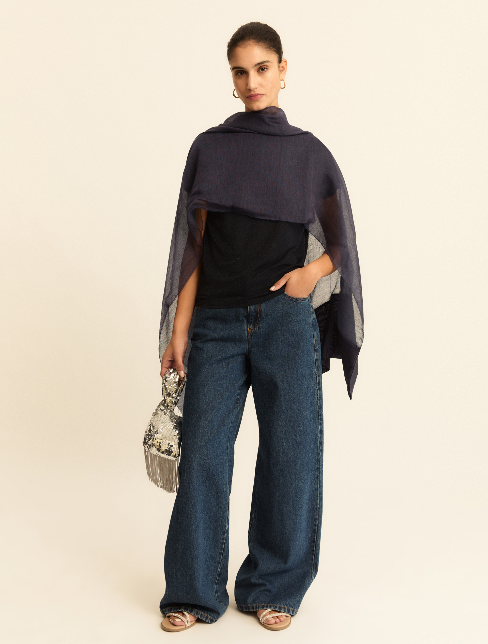 T-shirt aderente con lurex - BLU - Emme - 2