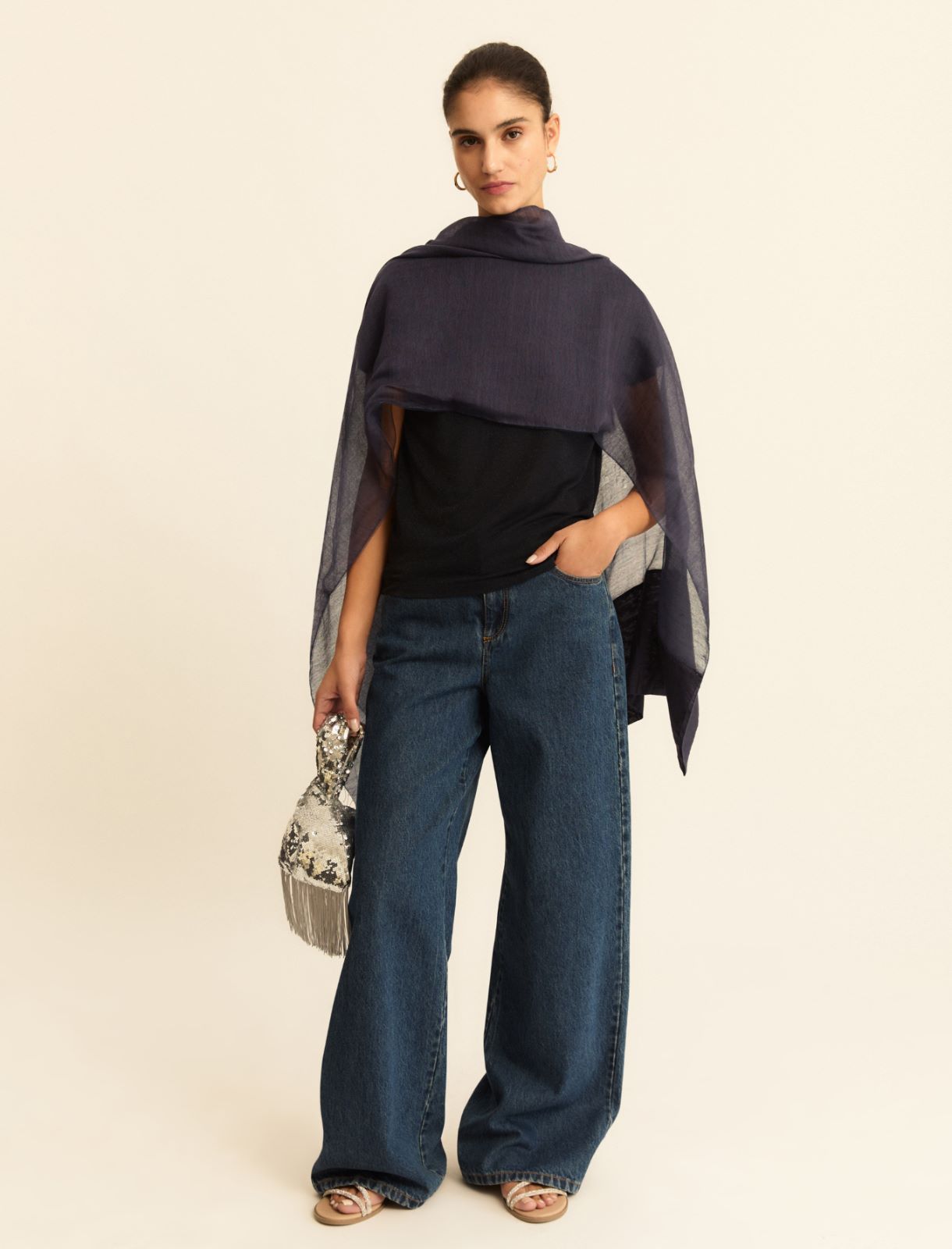 T-shirt aderente con lurex - BLU - Emme - 2