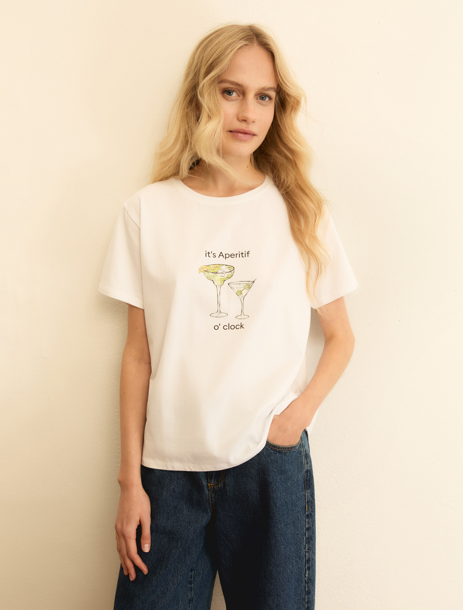 Printed T-shirt - WOOL WHITE - Emme - 1