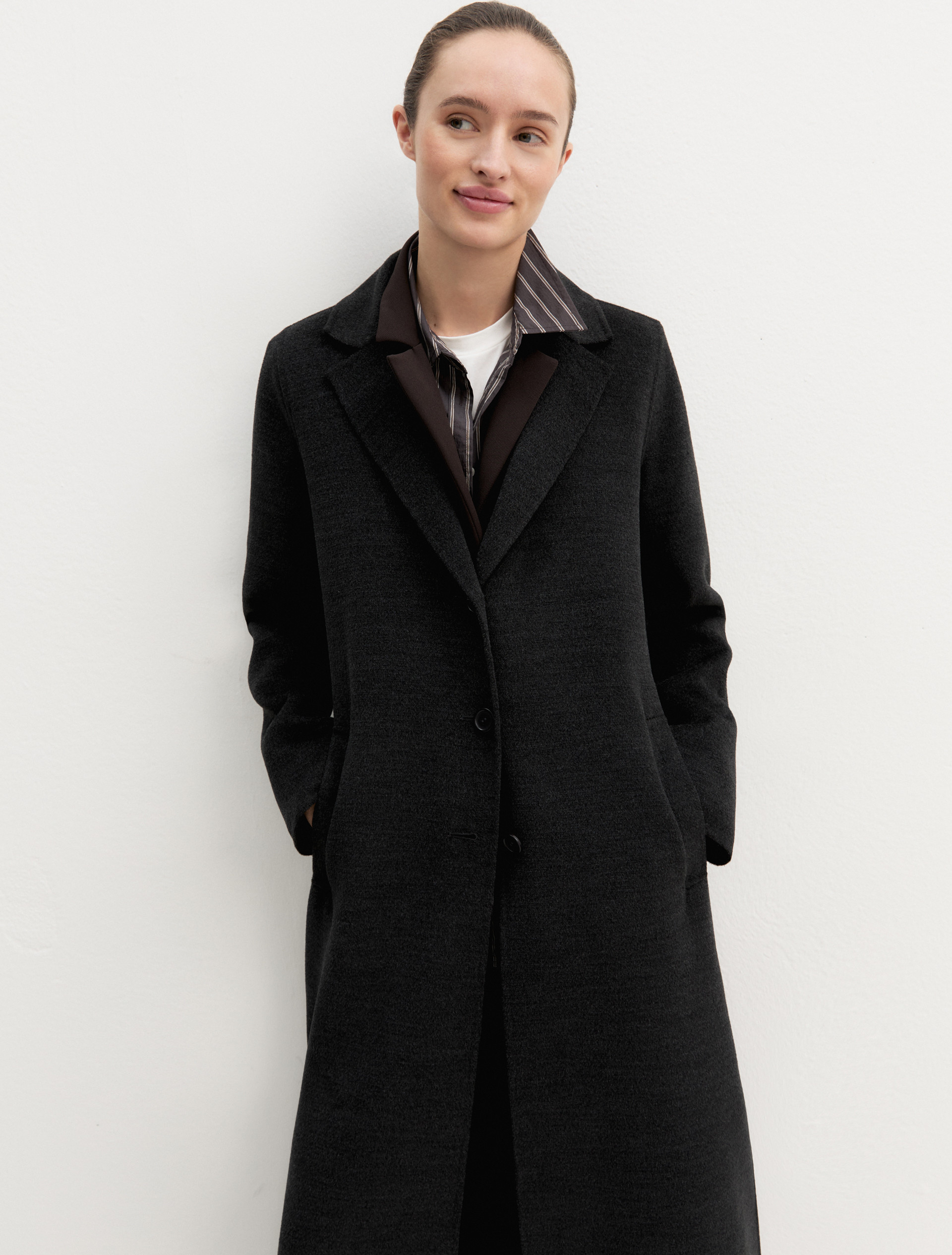 Cappotto lungo in double - GRIGIO SCURO MELANGE - Emme - 3