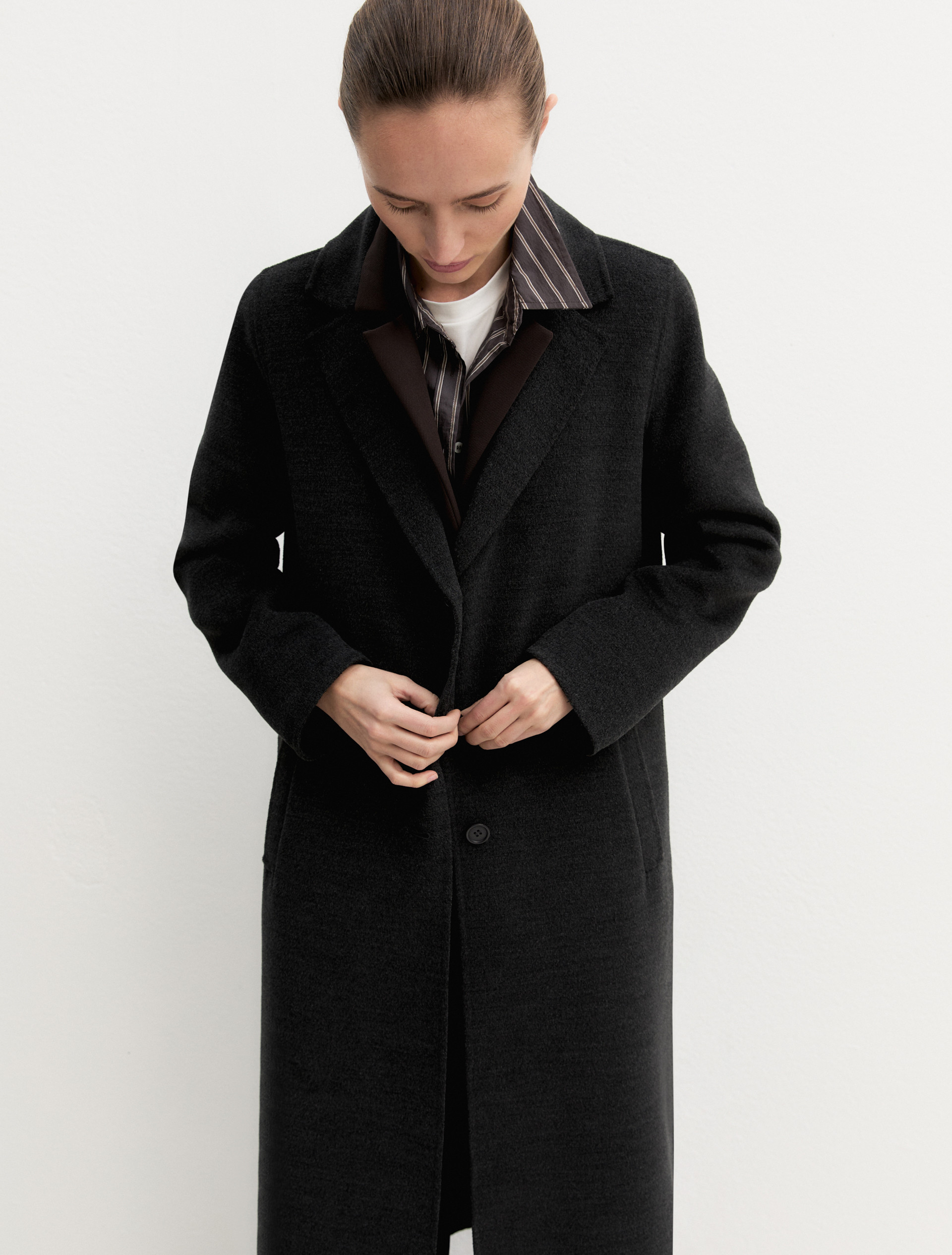 Cappotto lungo in double - GRIGIO SCURO MELANGE - Emme - 7