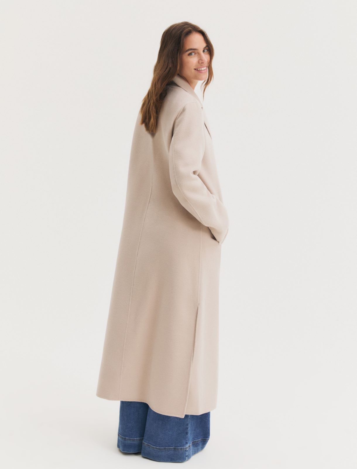 Long coat in double-sided fabric - SAND - Emme - 2