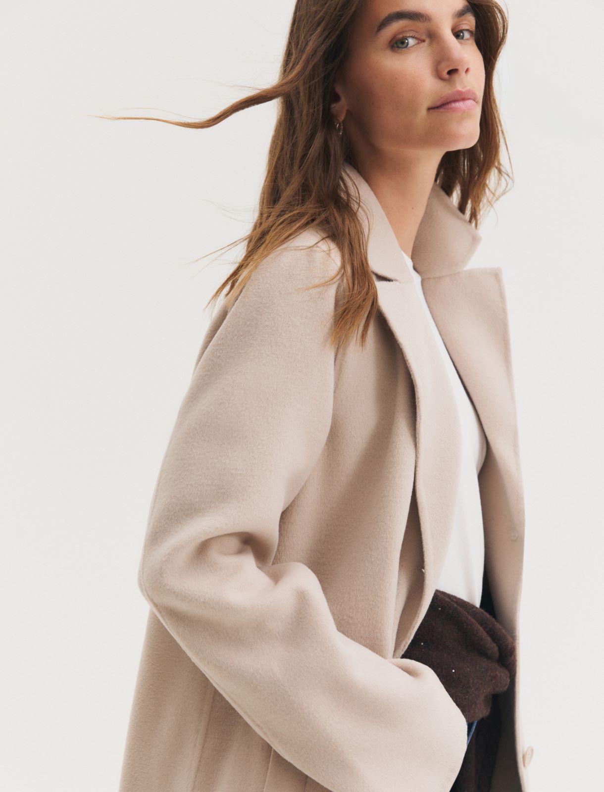 Long coat in double-sided fabric - SAND - Emme - 3