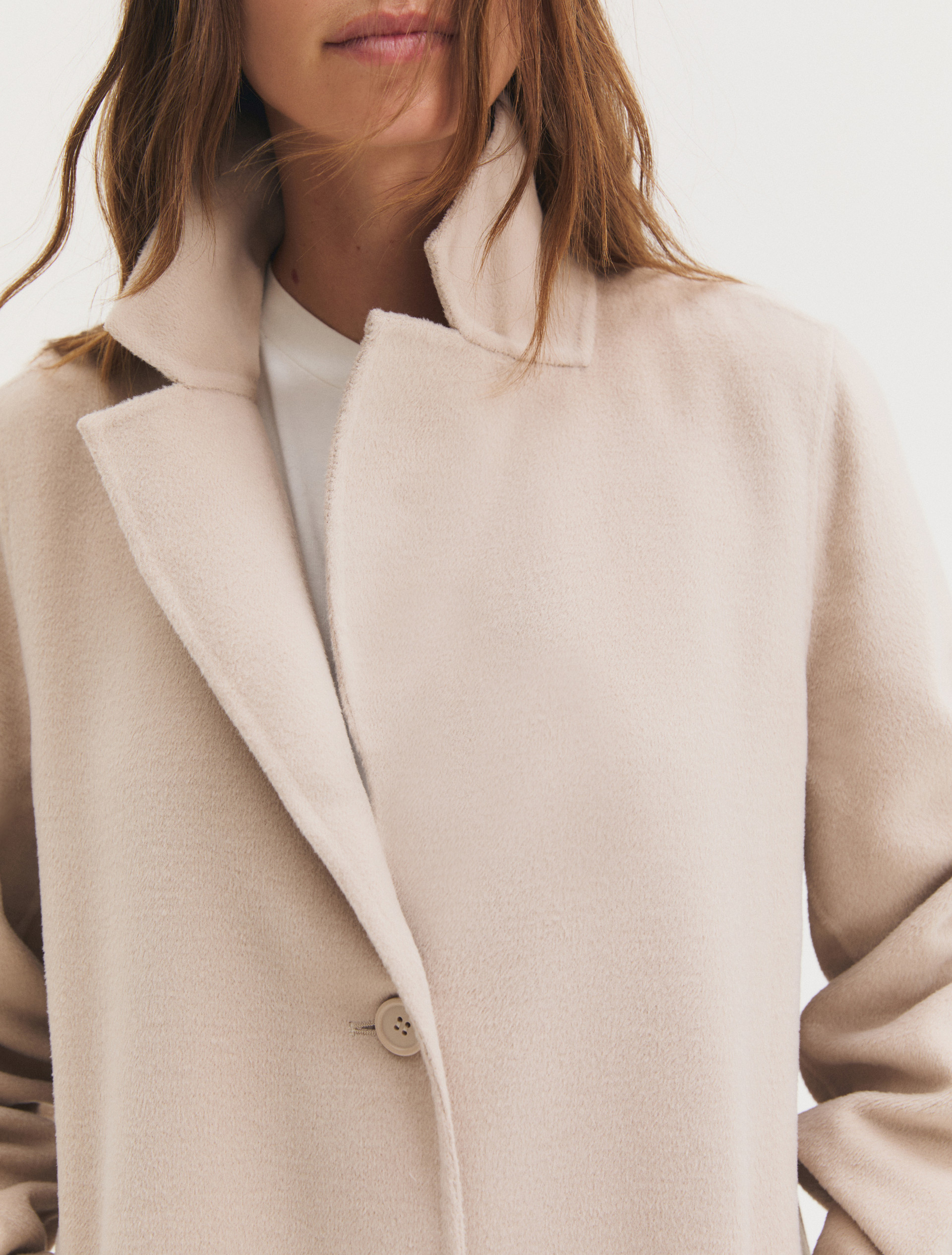 Long coat in double-sided fabric - SAND - Emme - 5