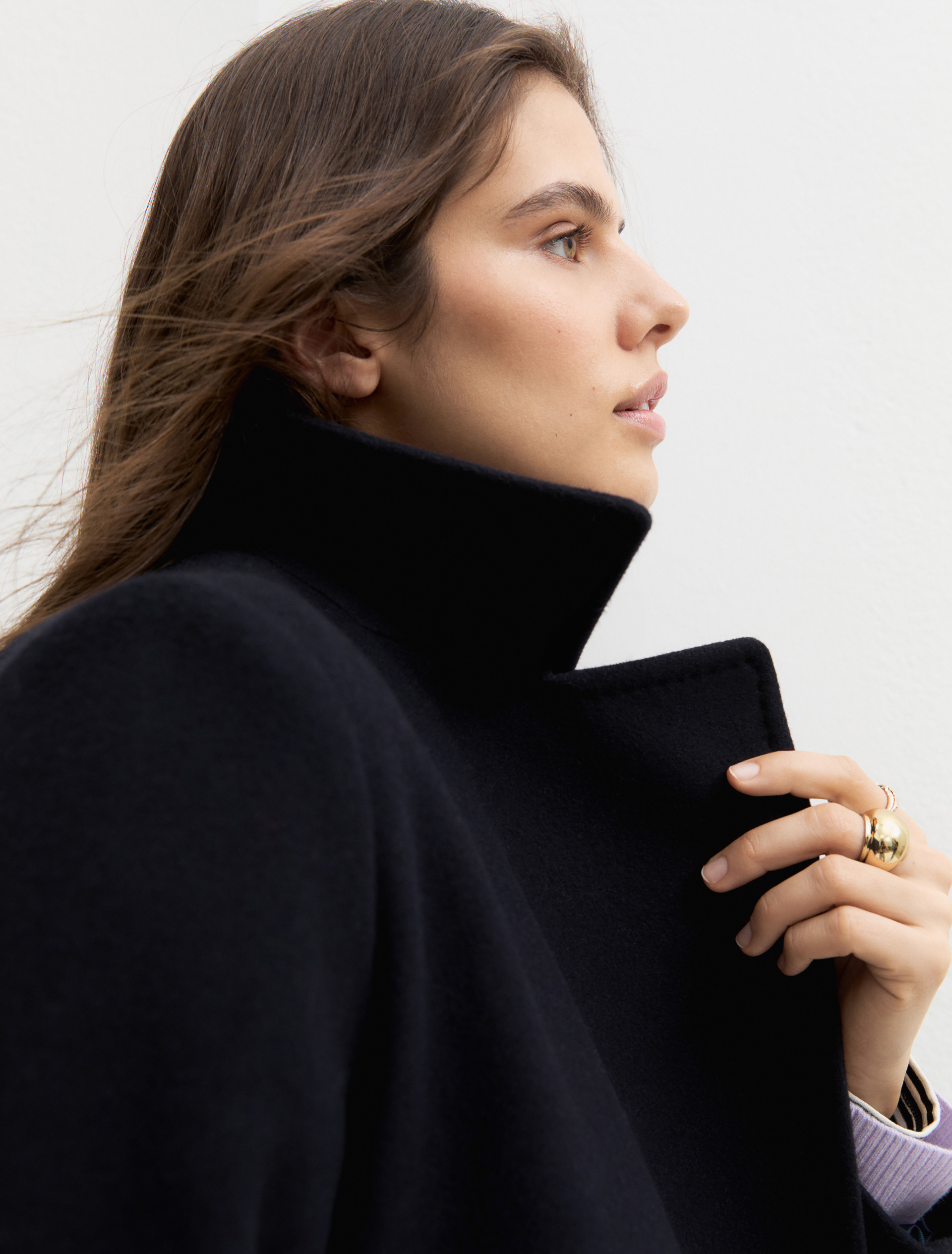 Belted double-sided fabric coat - NAVY - Emme - 6