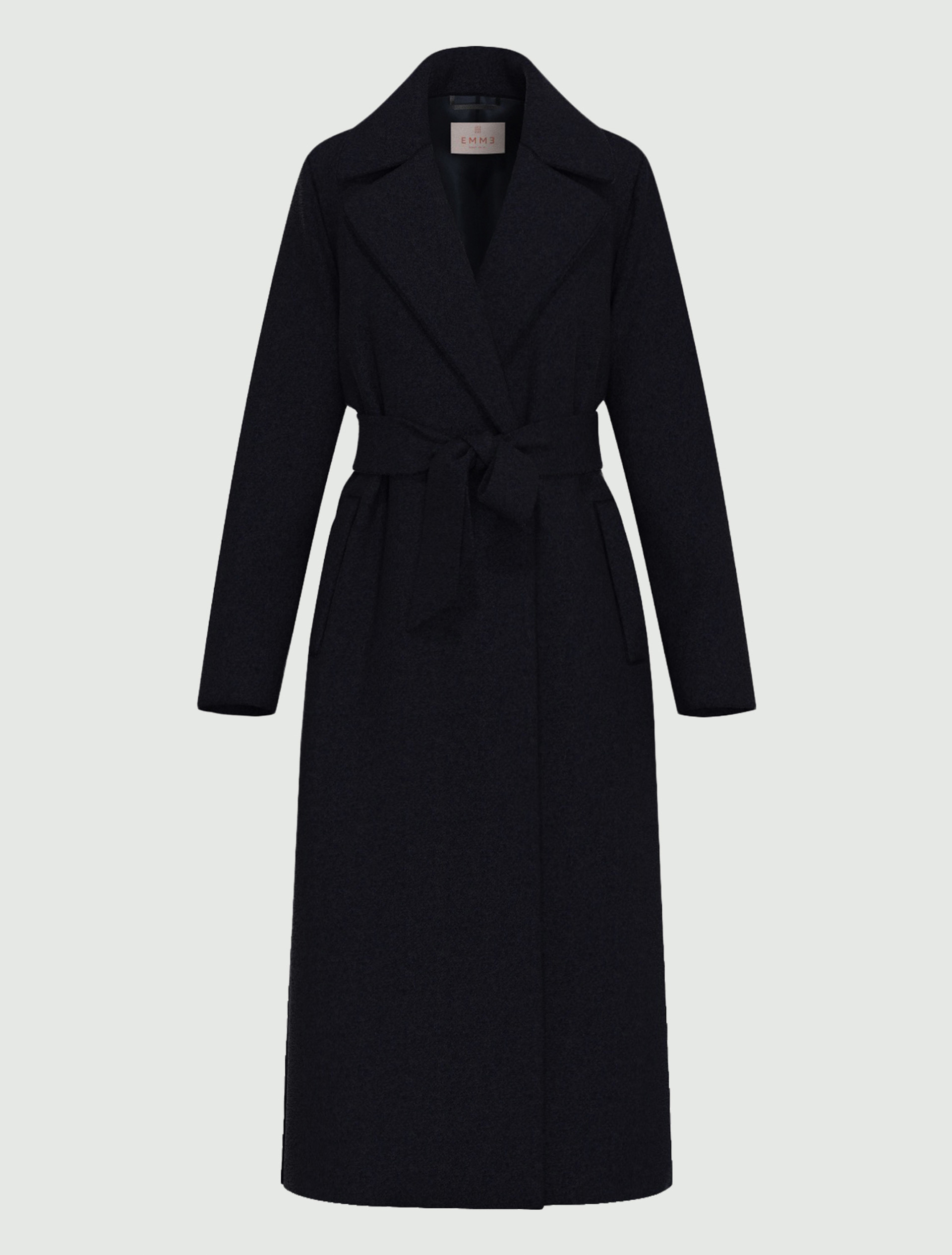 Belted double-sided fabric coat - NAVY - Emme - 7