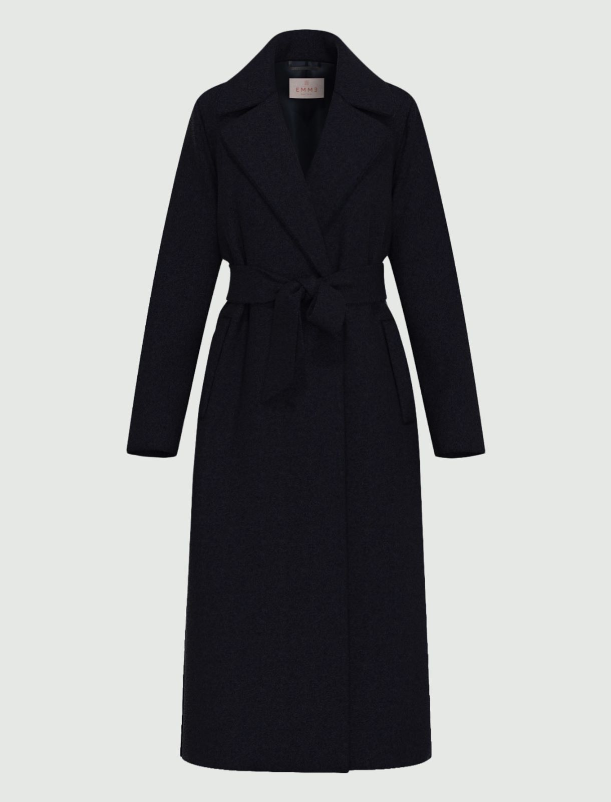 Belted double-sided fabric coat - NAVY - Emme - 7
