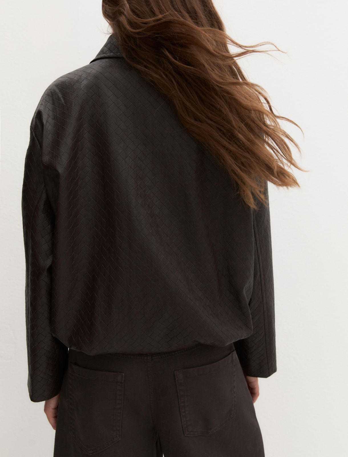 Soft woven-effect bomber jacket - DARK BROWN - Emme - 2