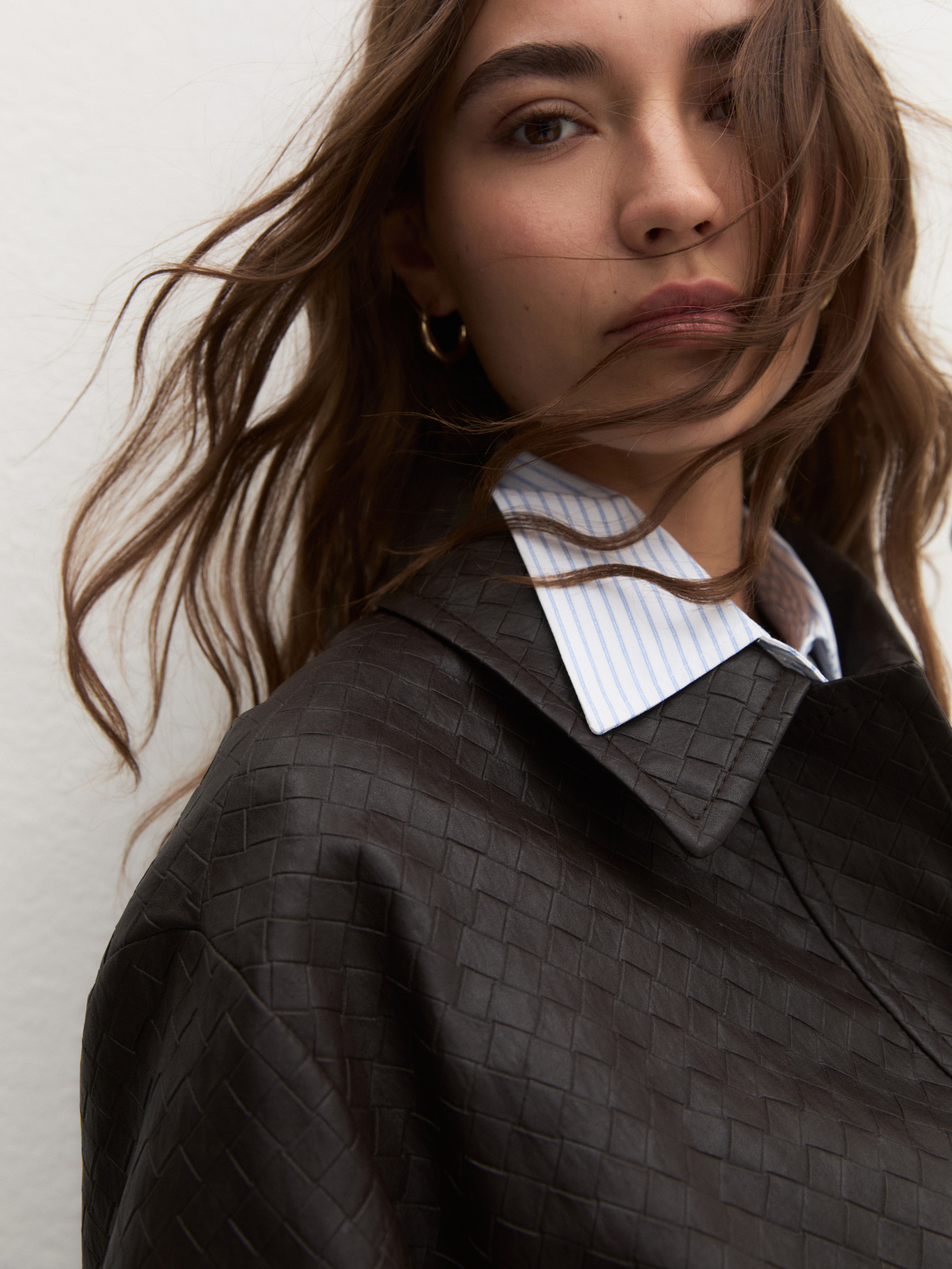 Soft woven-effect bomber jacket - DARK BROWN - Emme - 3