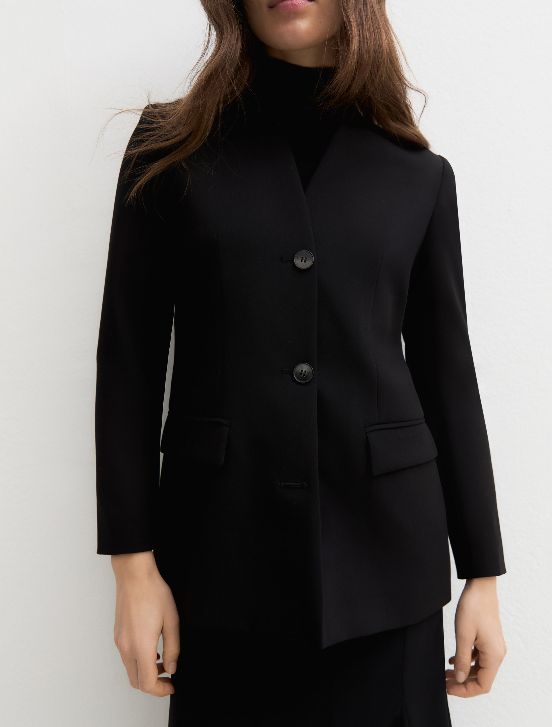 Slim-fit single-breasted blazer - BLACK - Emme - 8