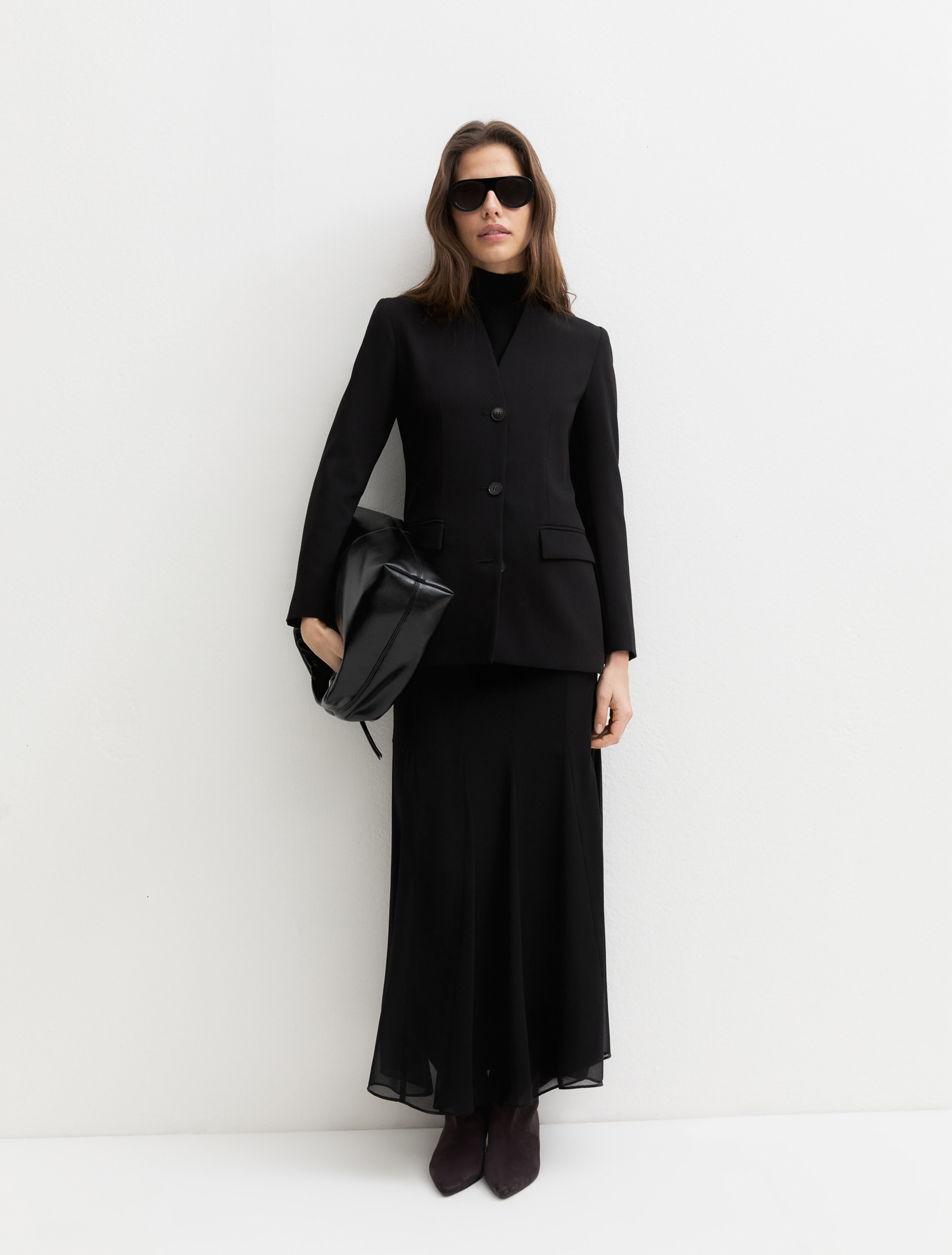 Slim-fit single-breasted blazer - BLACK - Emme - 1