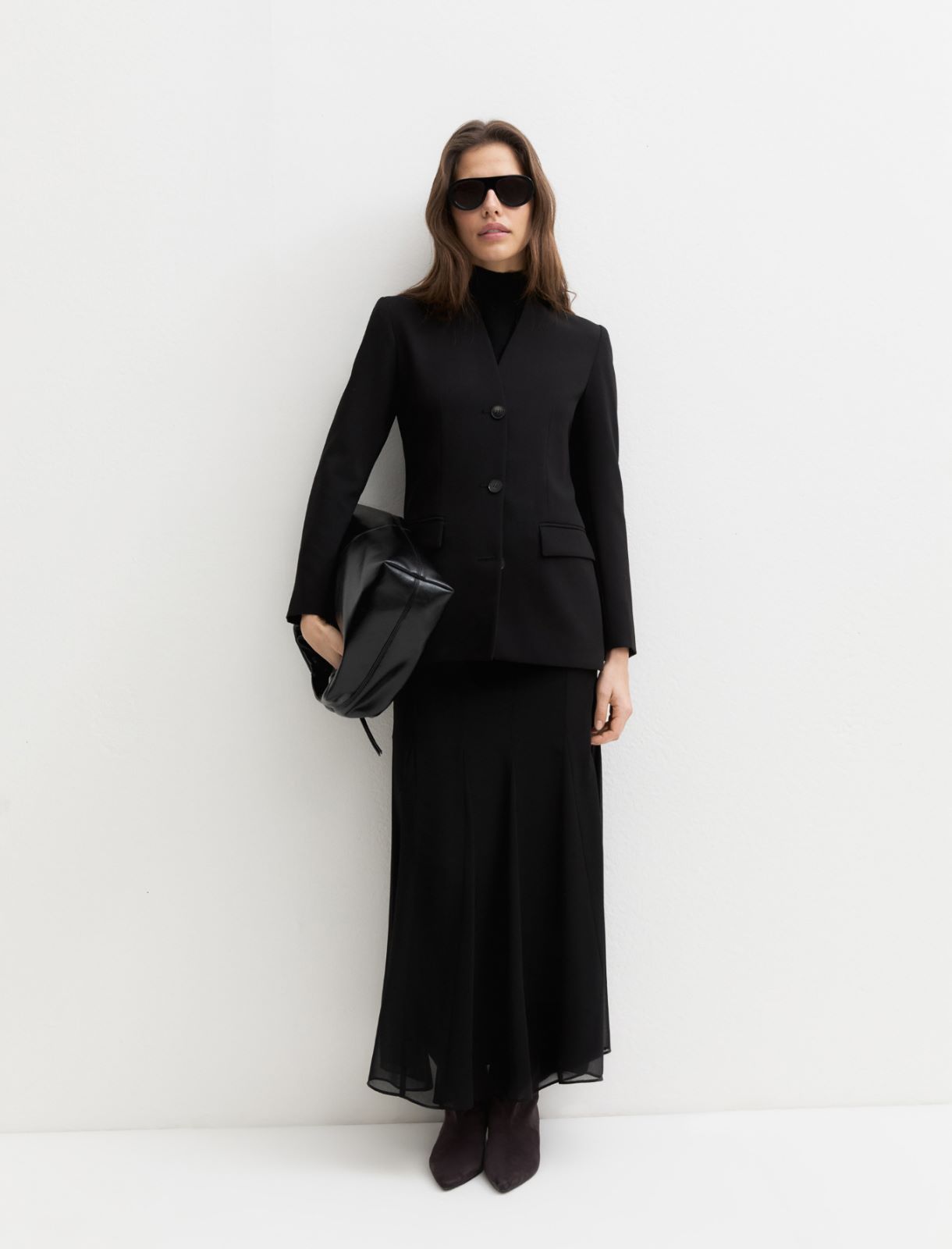 Slim-fit single-breasted blazer - BLACK - Emme