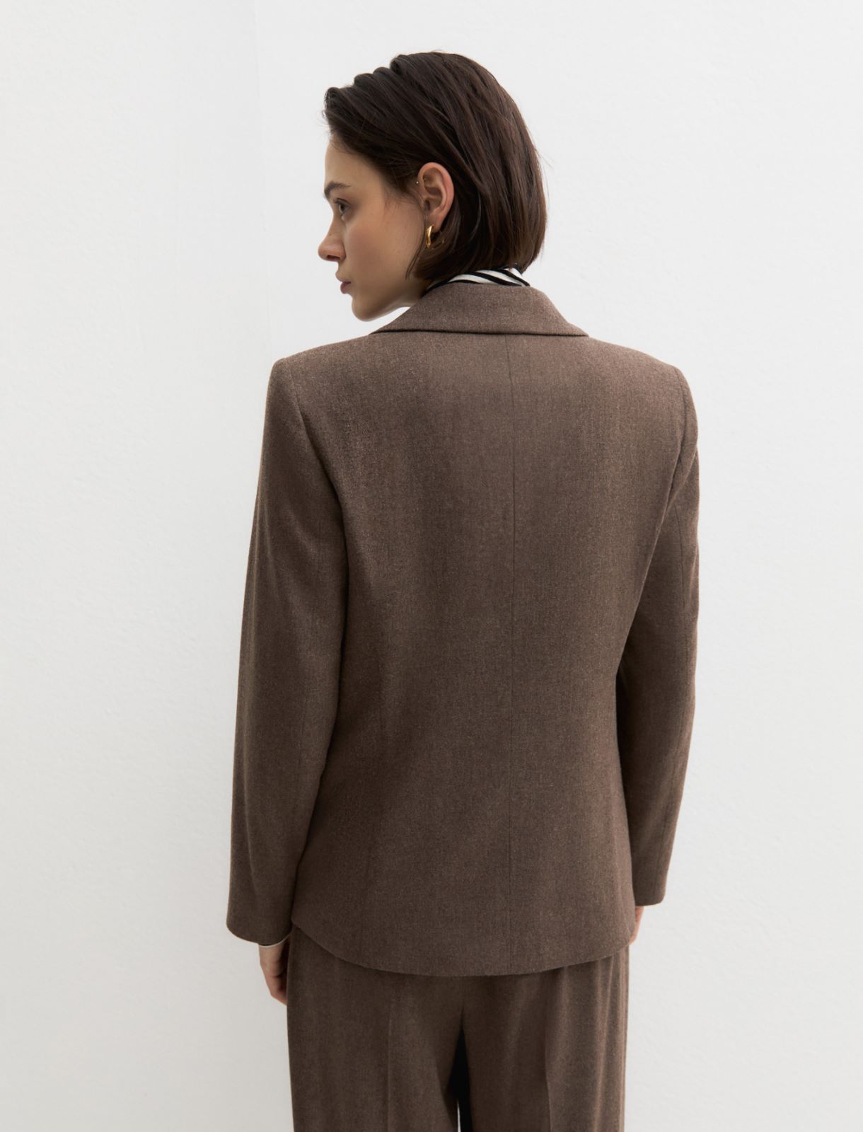 Single-breasted stretch flannel blazer - TURTLEDOVE - Emme - 2