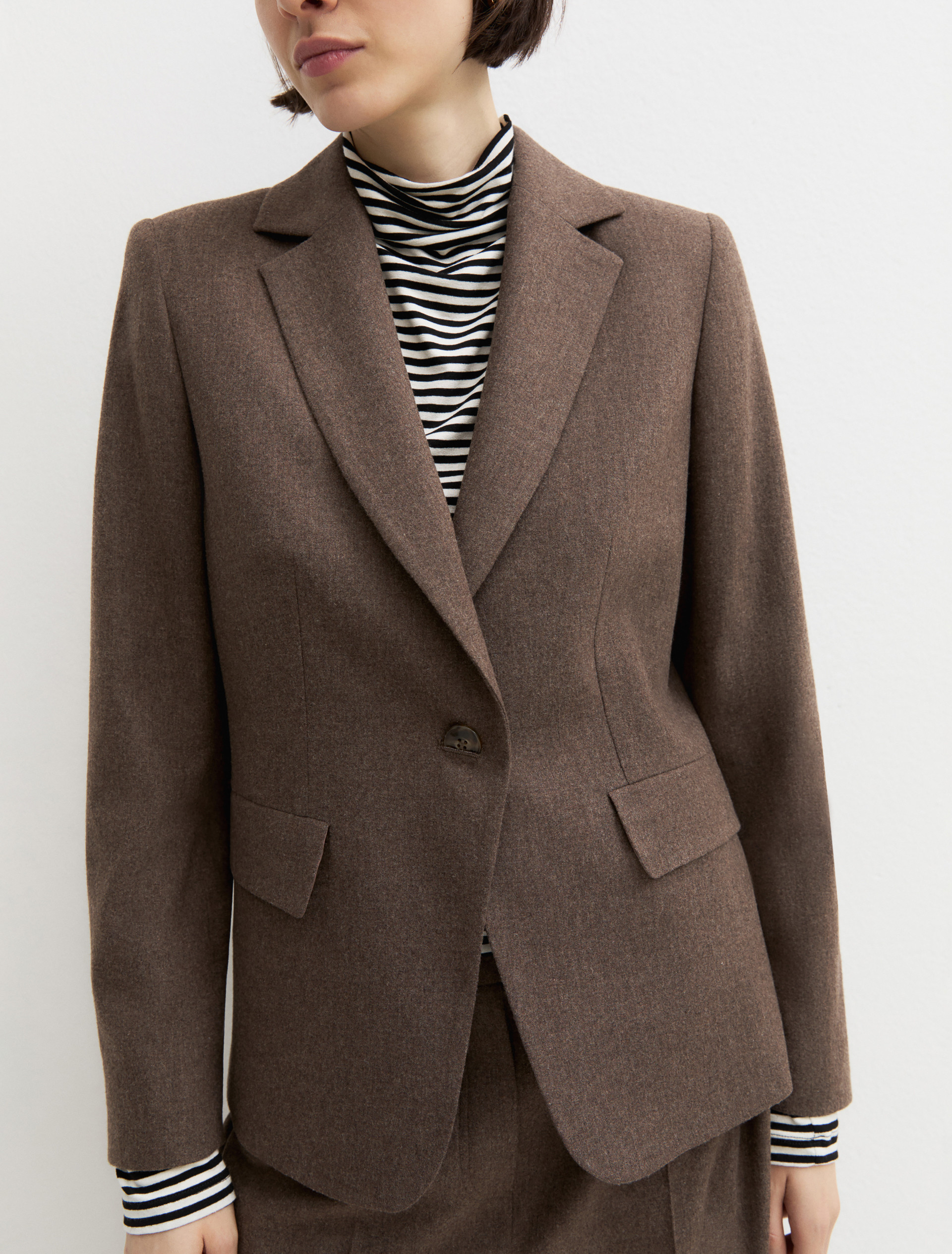 Single-breasted stretch flannel blazer - TURTLEDOVE - Emme - 3