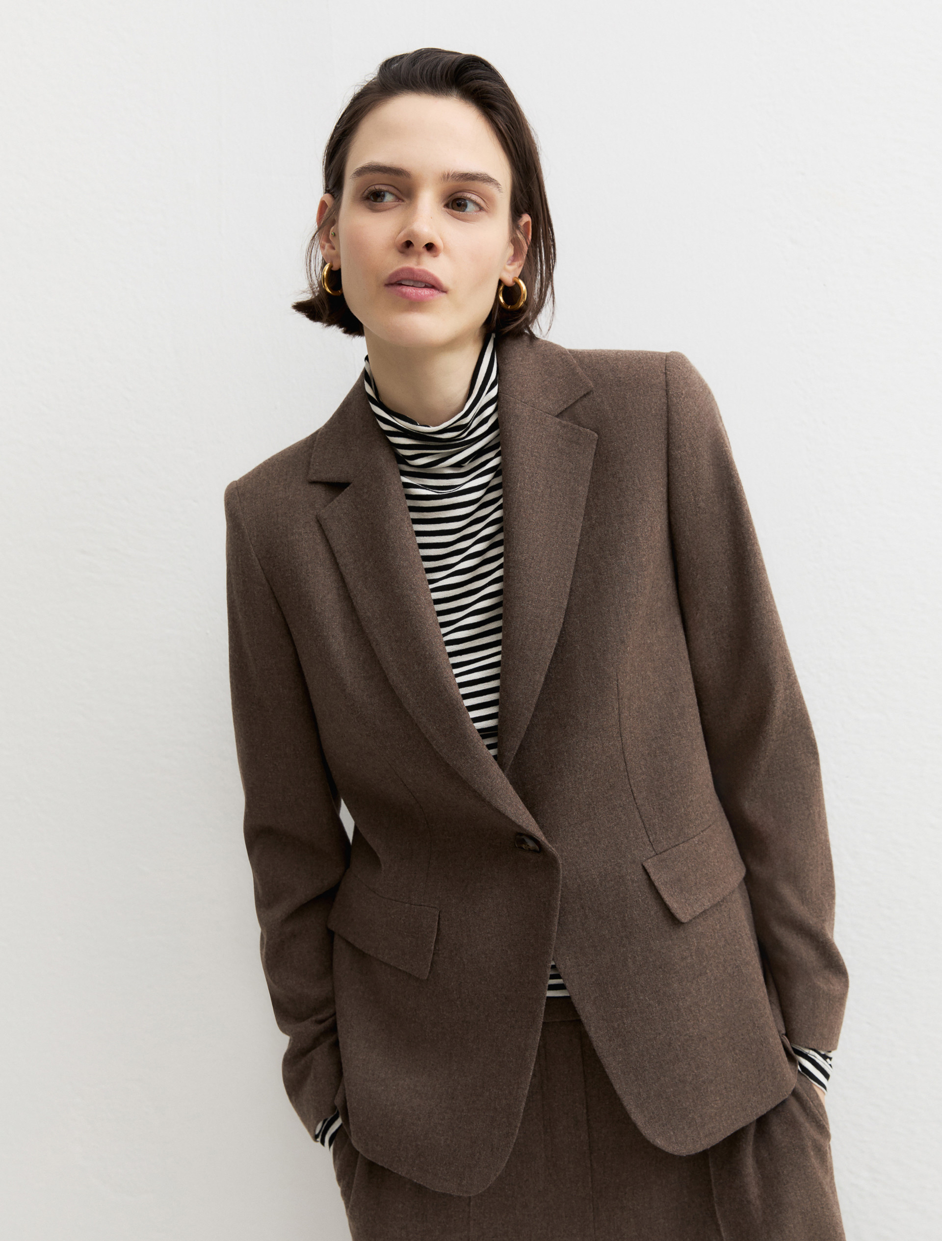Single-breasted stretch flannel blazer - TURTLEDOVE - Emme - 4