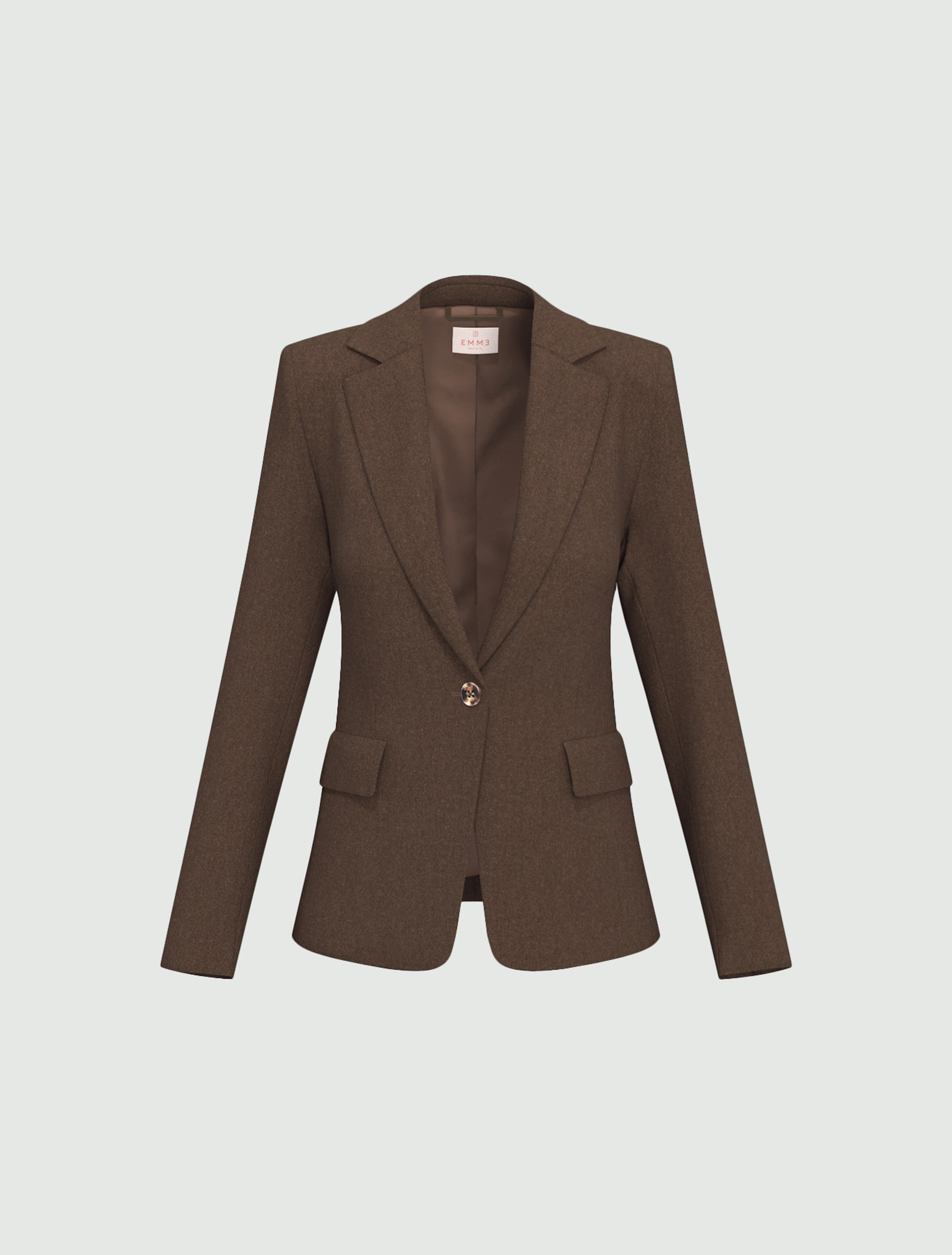 Single-breasted stretch flannel blazer - TURTLEDOVE - Emme - 6