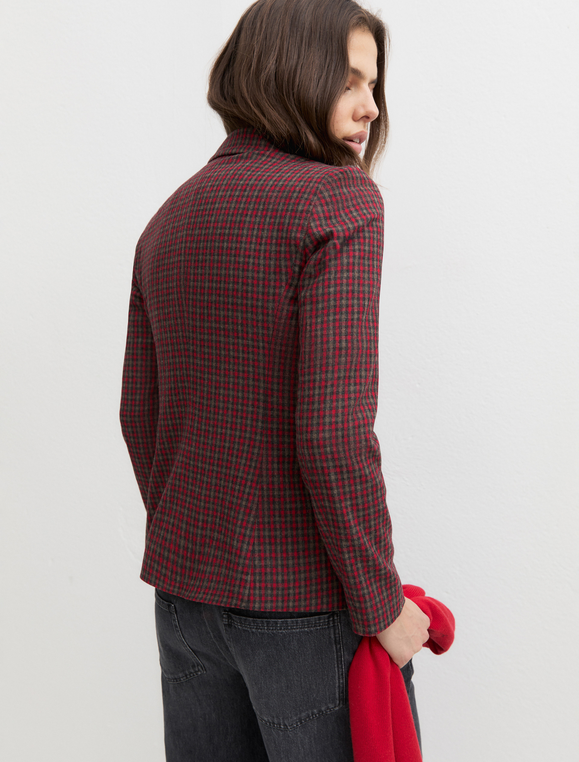 Single-breasted stretch flannel blazer - RED - Emme - 3
