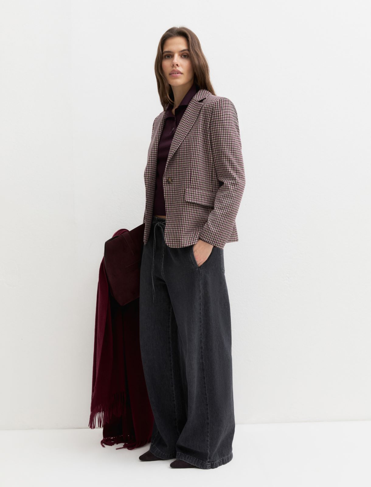 Single-breasted stretch flannel blazer - CREAM - Emme