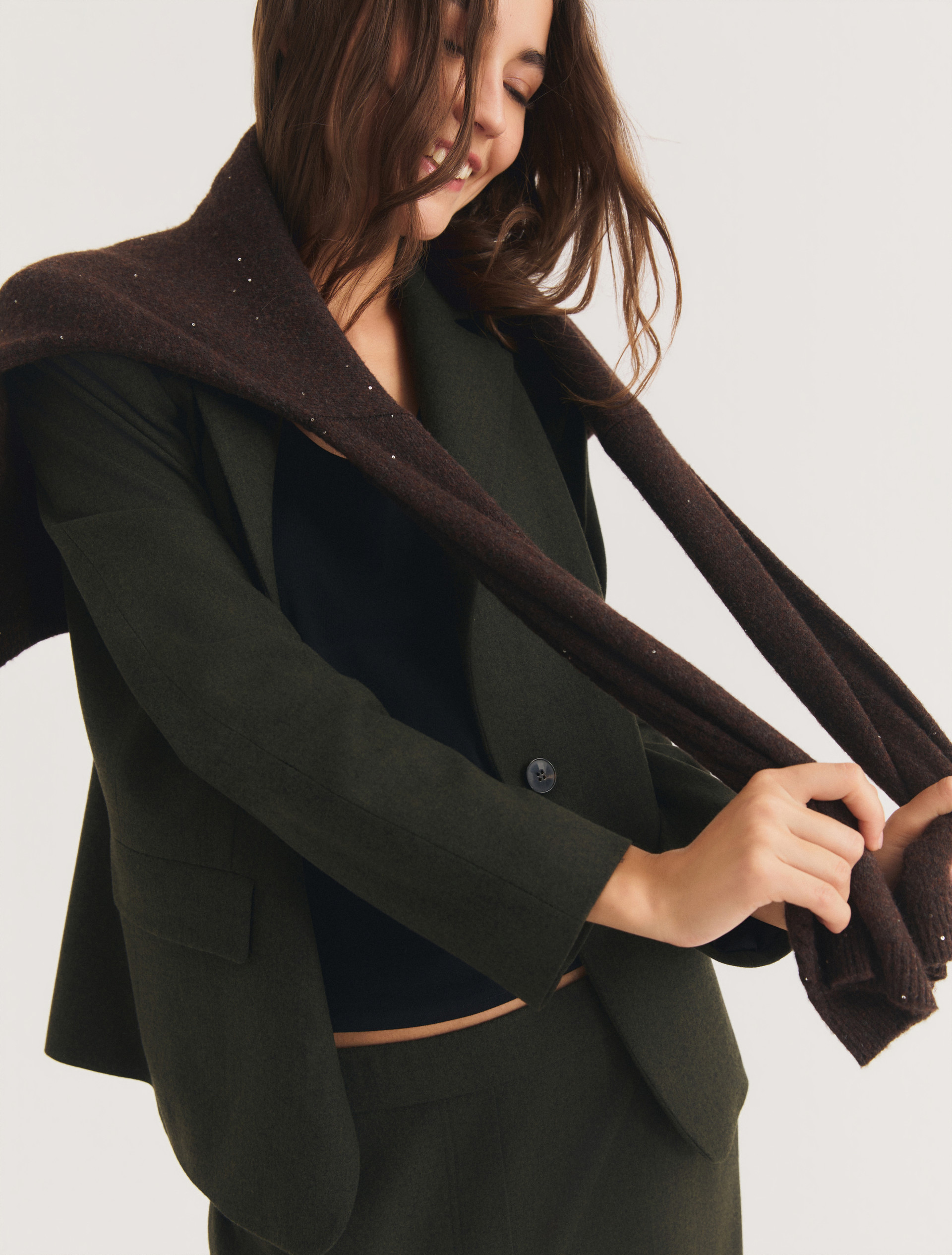 Blazer monopetto in flanella stretch - OLIVA - Emme - 3