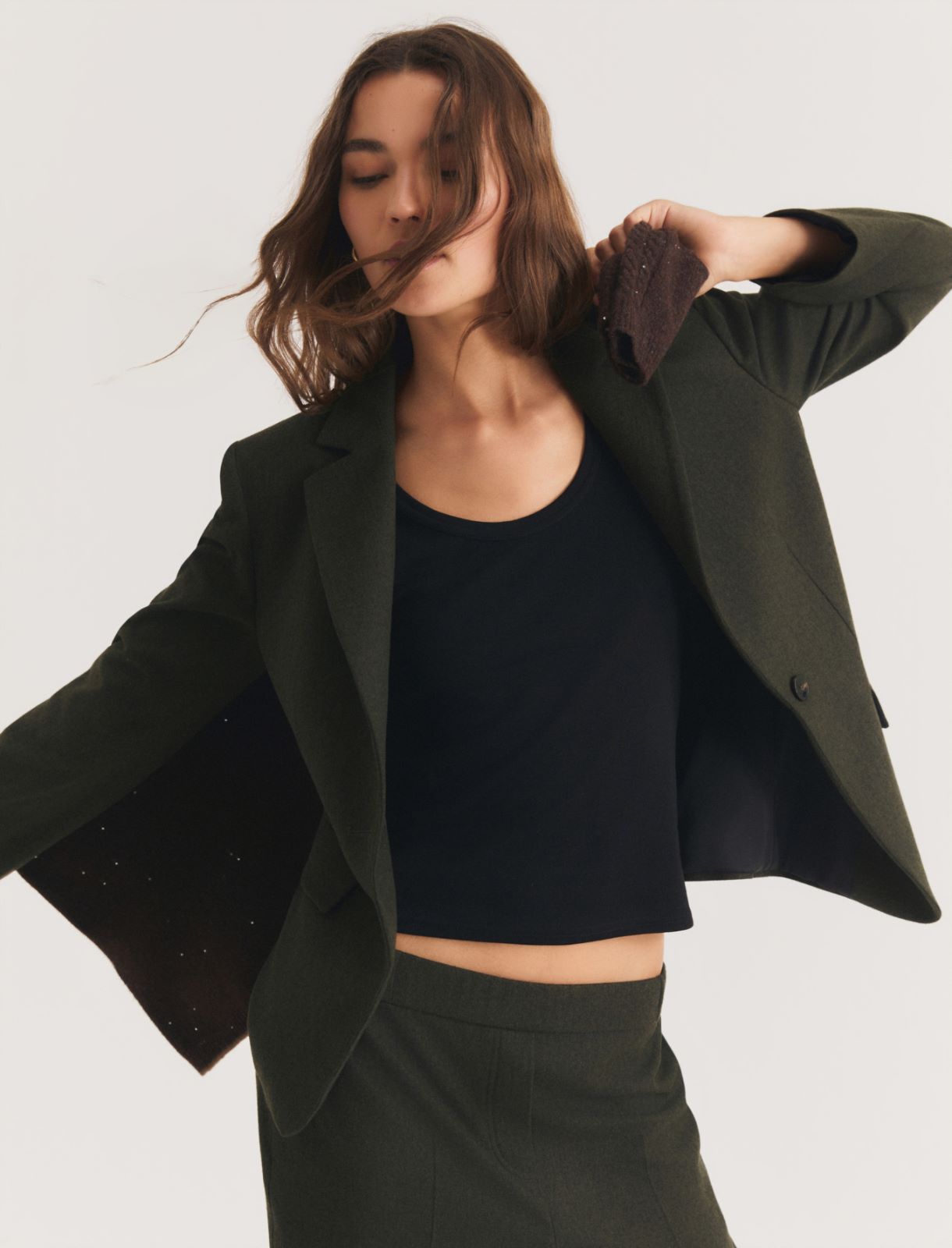 Blazer monopetto in flanella stretch - OLIVA - Emme - 4