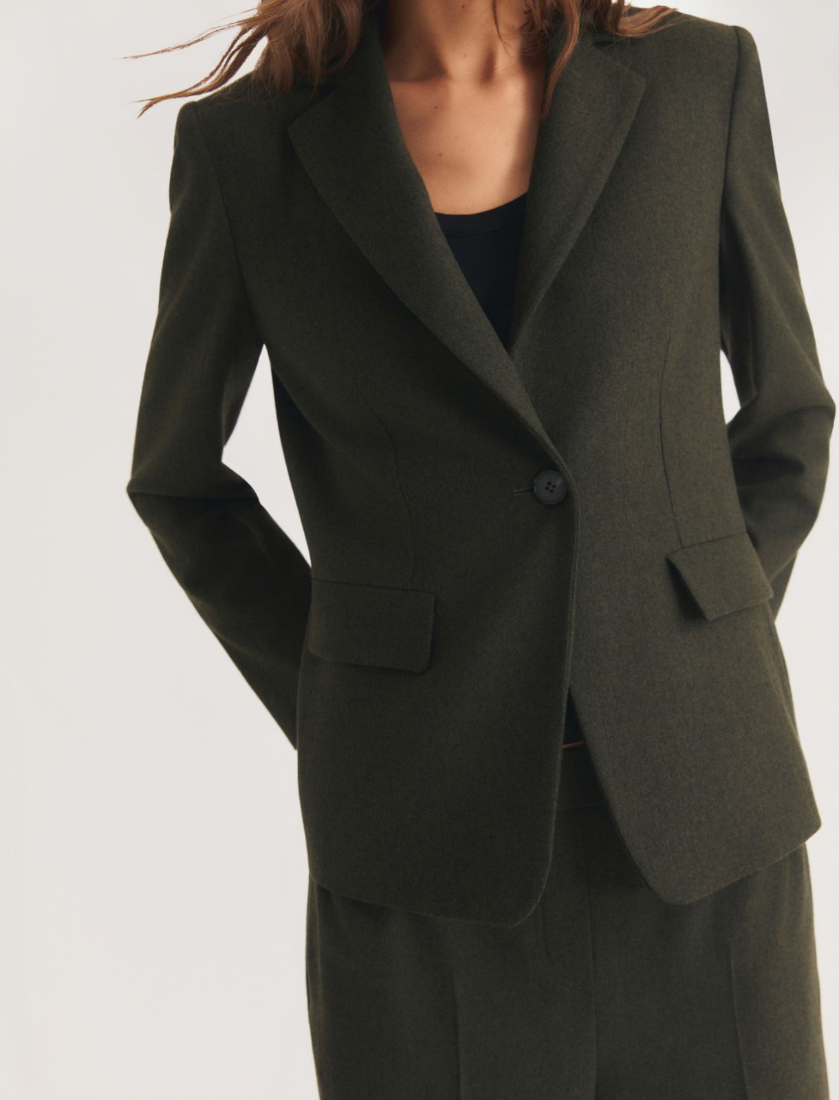 Blazer monopetto in flanella stretch - OLIVA - Emme - 5