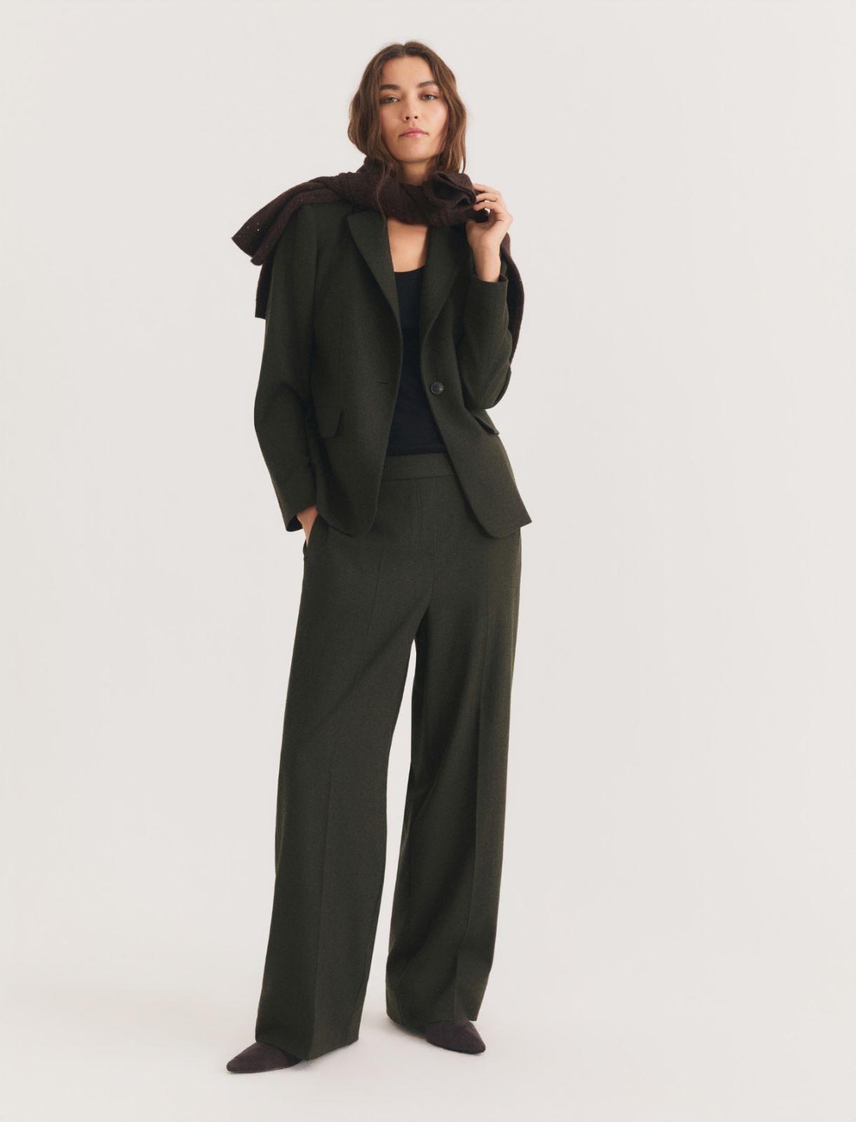 Blazer monopetto in flanella stretch - OLIVA - Emme