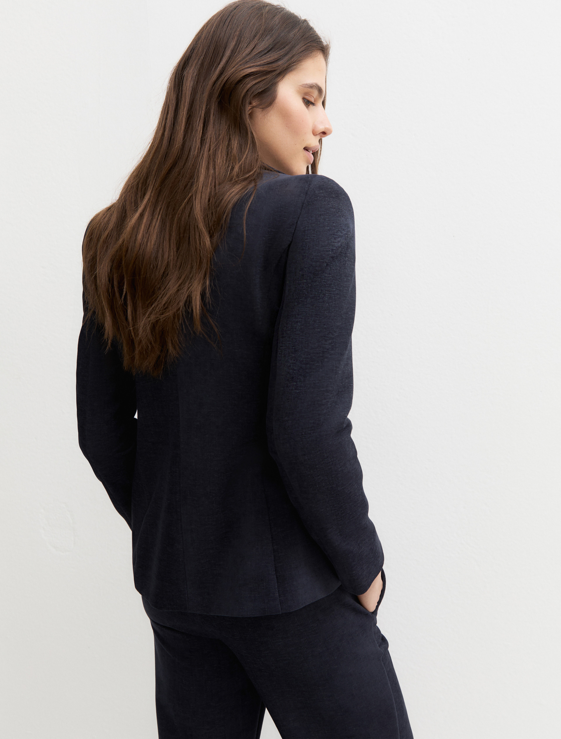 Stretch chenille blazer - NAVY - Emme - 2