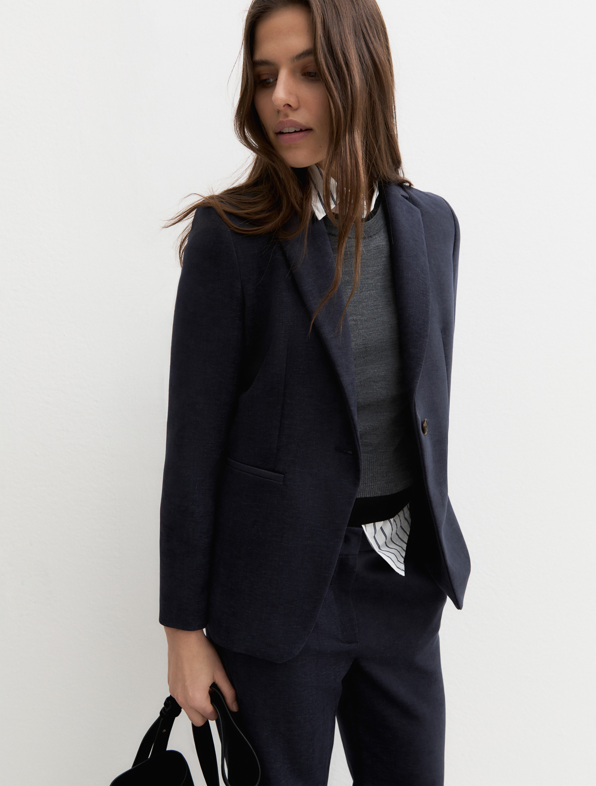 Stretch chenille blazer - NAVY - Emme - 3