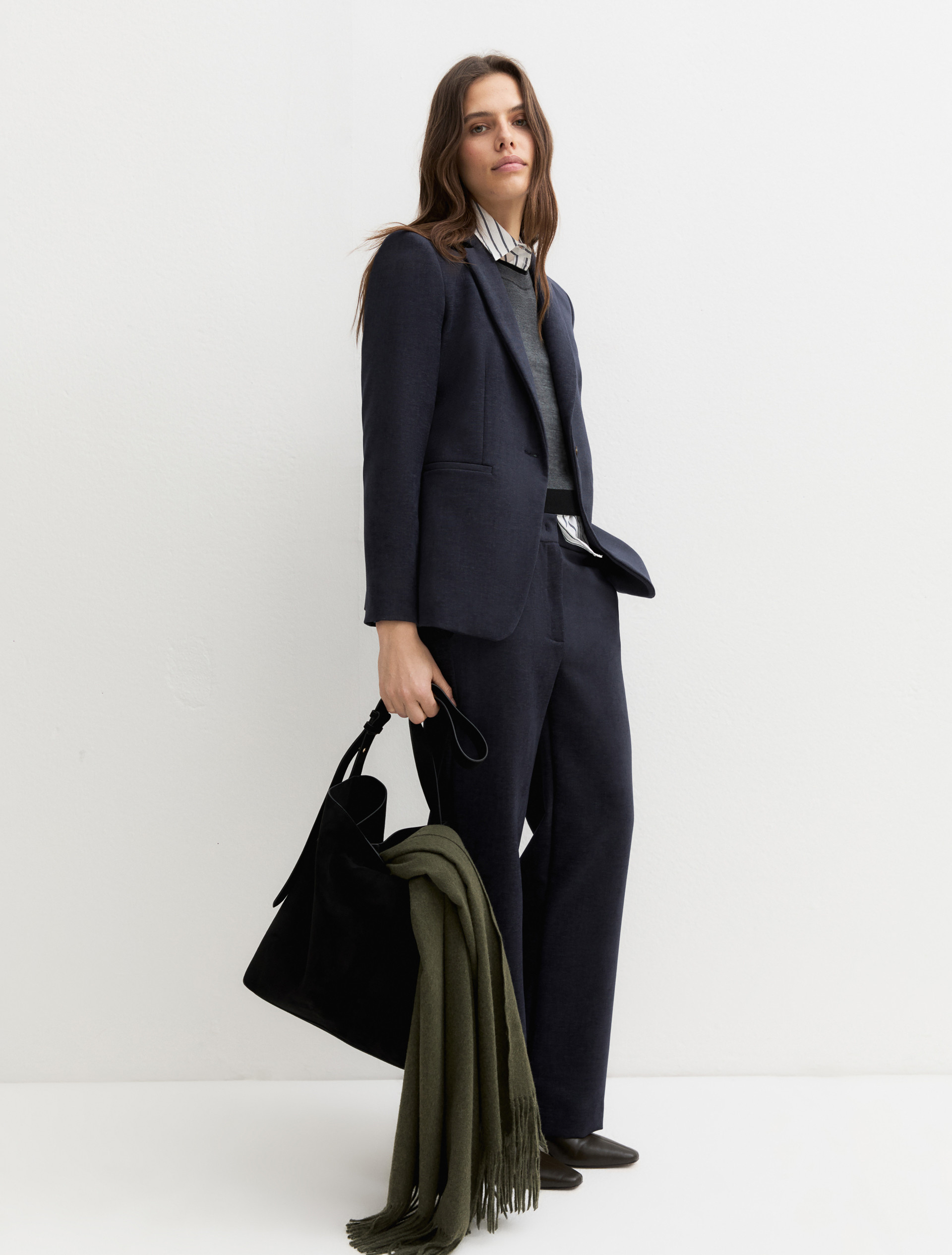 Stretch chenille blazer - NAVY - Emme - 4